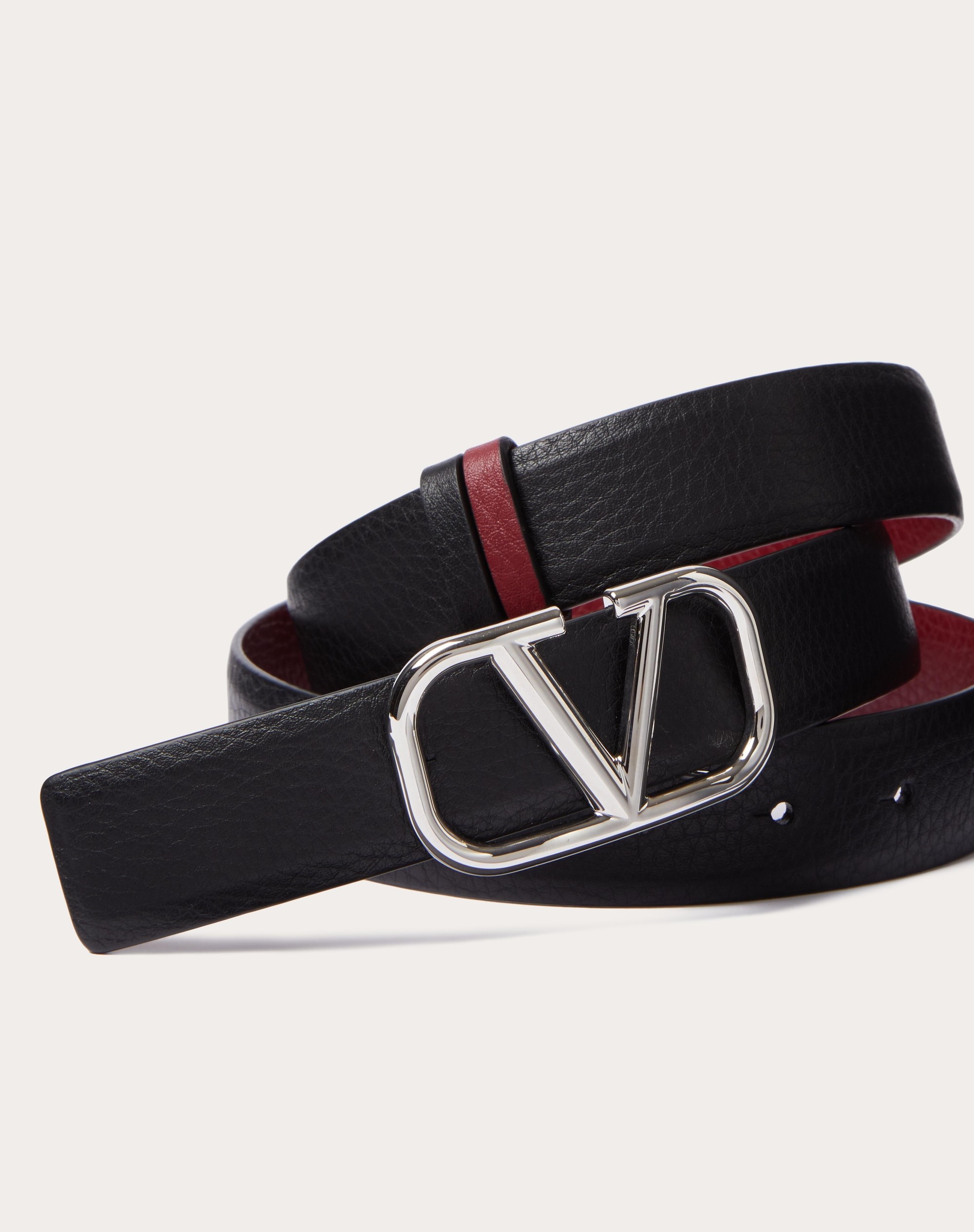 Valentino Garavani Vlogo Signature Calfskin Belt 30 mm Man Black 110