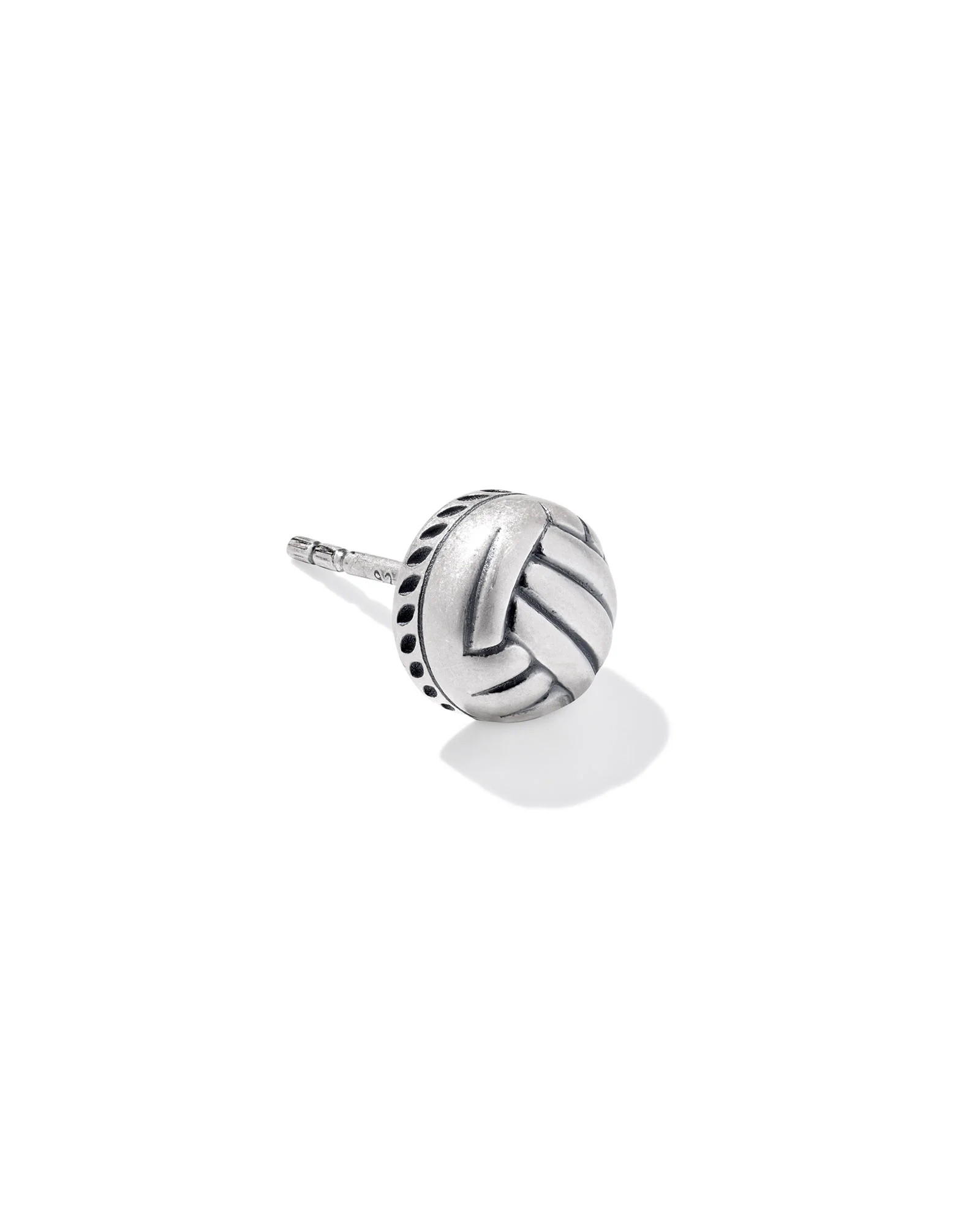Volleyball Oxidized Sterling Silver Single Stud Earring - 1