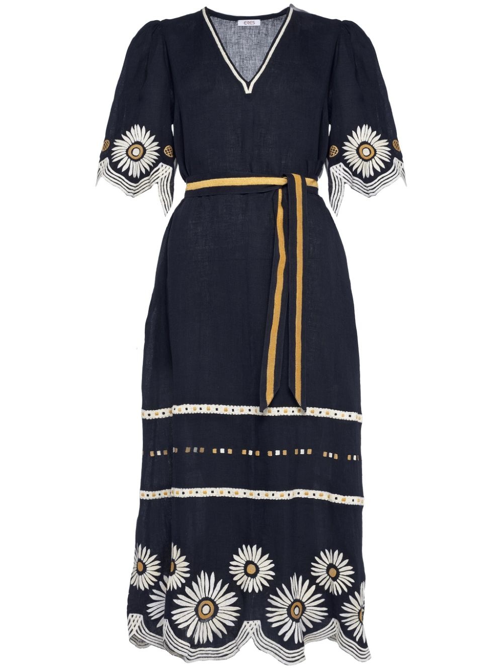 Hortense floral-embroidered linen dress - 1