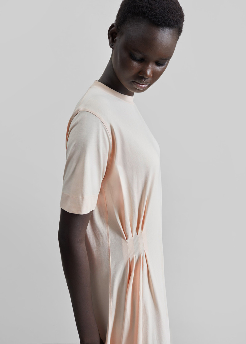 Loulou de Saison Igari Asymmetric T-Shirt Dress - Cream Rose 3