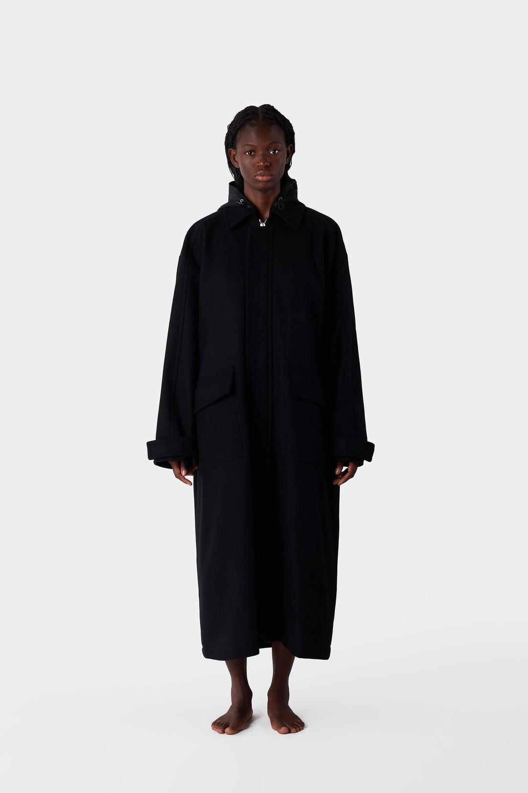 LONG CAR COAT / black - 4