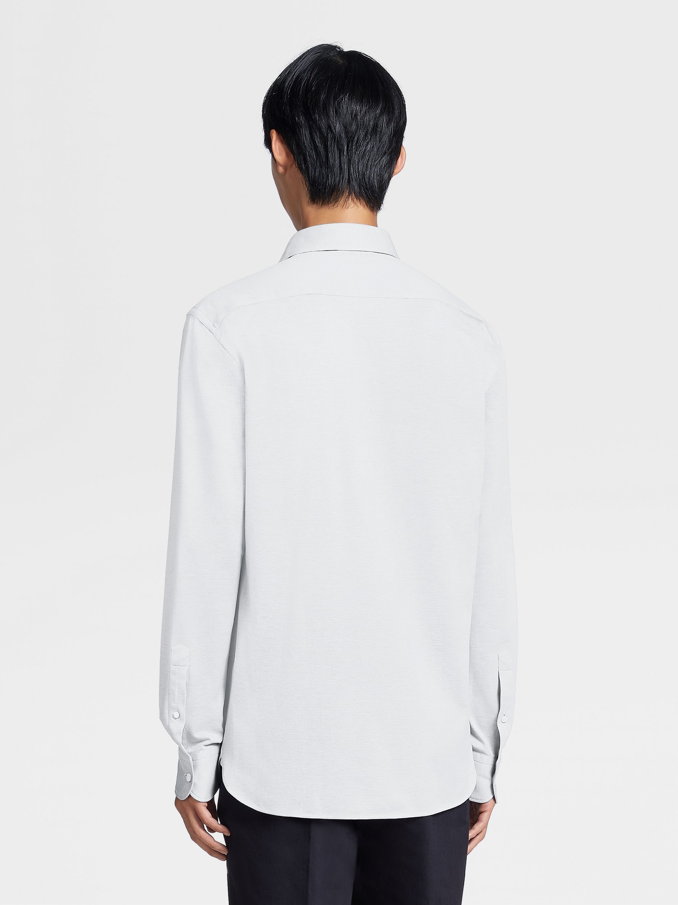 WHITE PURE COTTON JERSEY LONG-SLEEVE SHIRT - 4