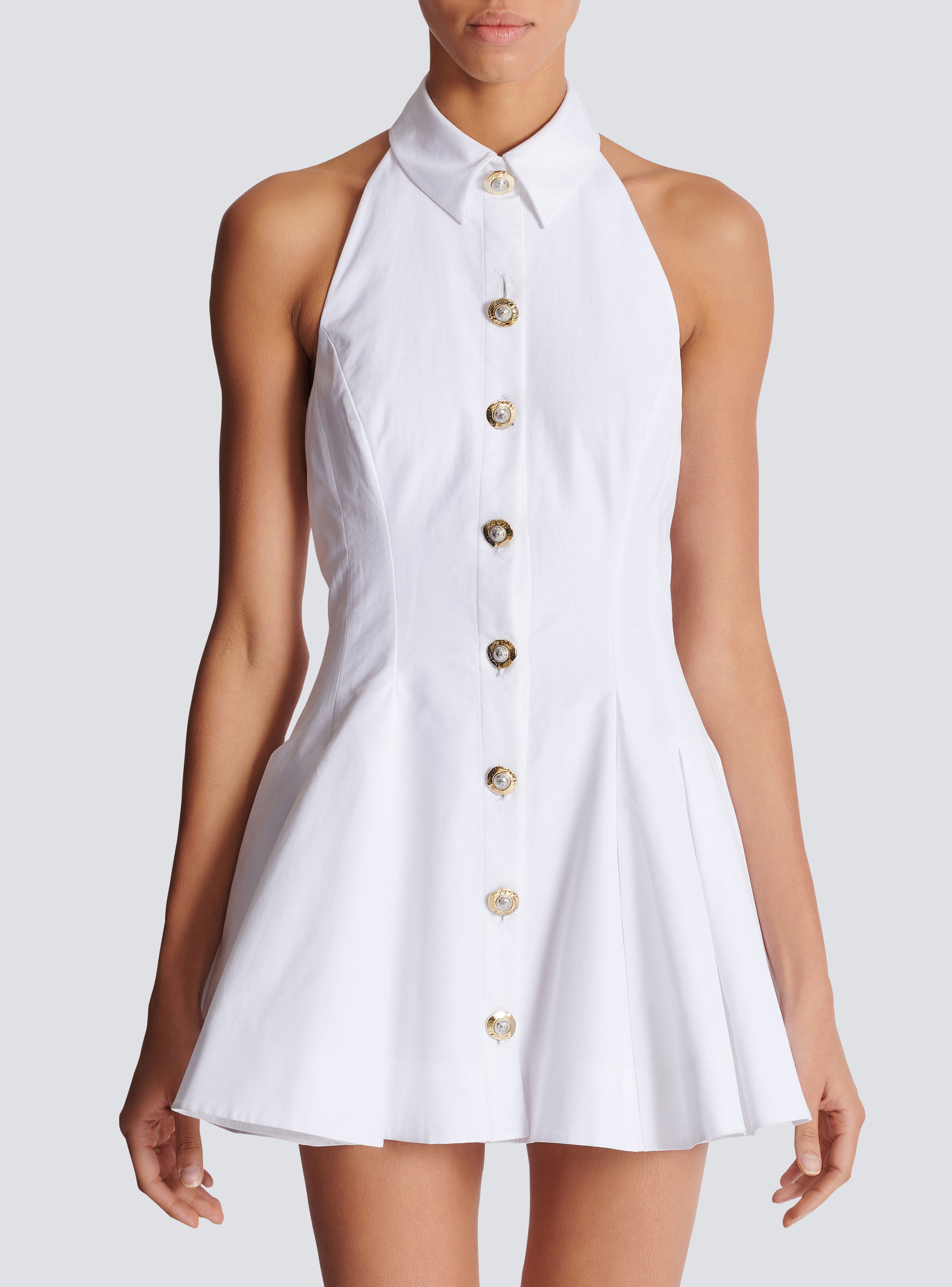 A-line backless poplin dress - 5