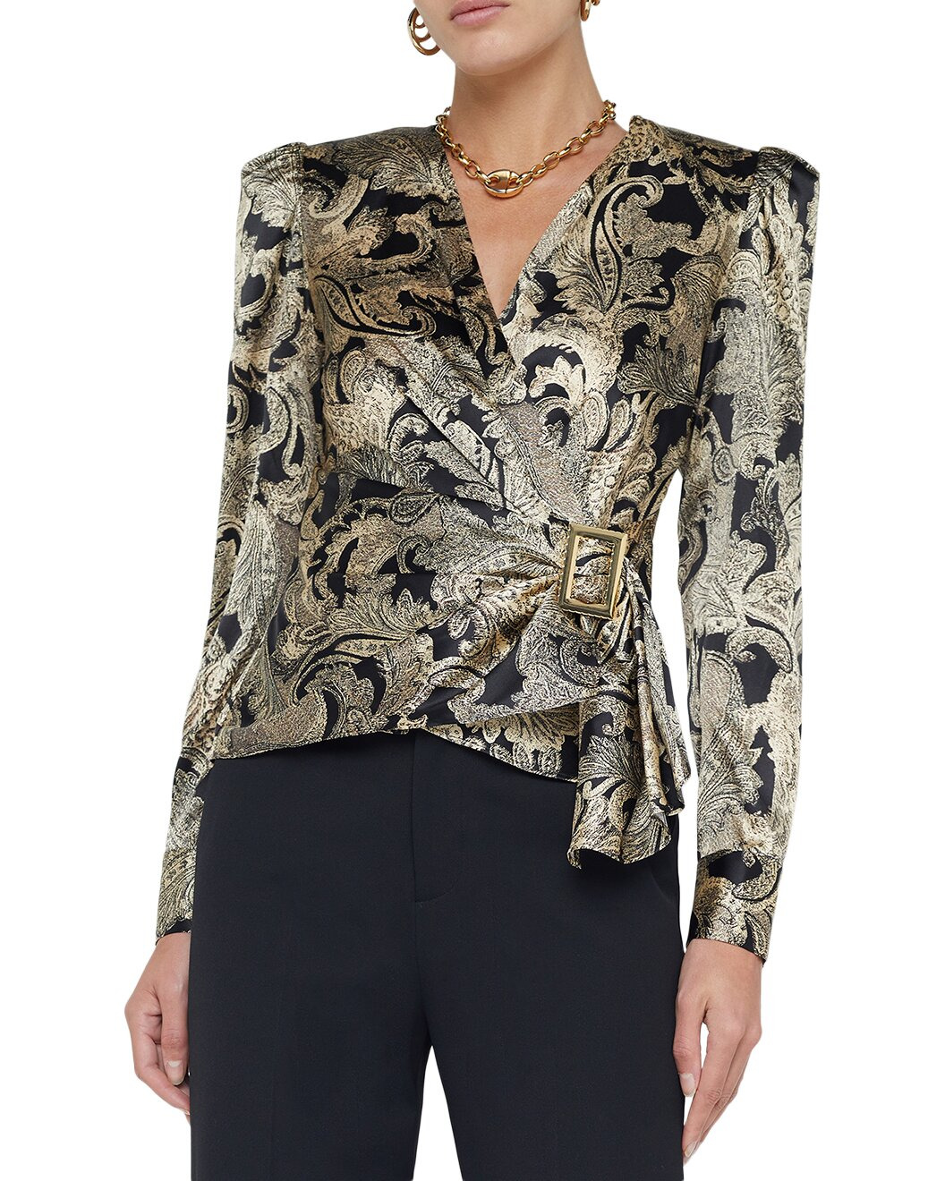 L'AGENCE Bensen Silk-Blend Wrap Blouse - 1