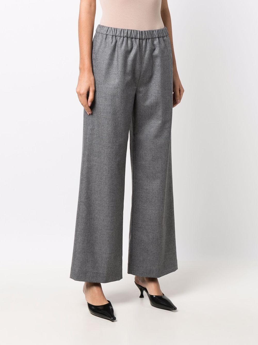 elasticated-waist wide leg trousers - 5