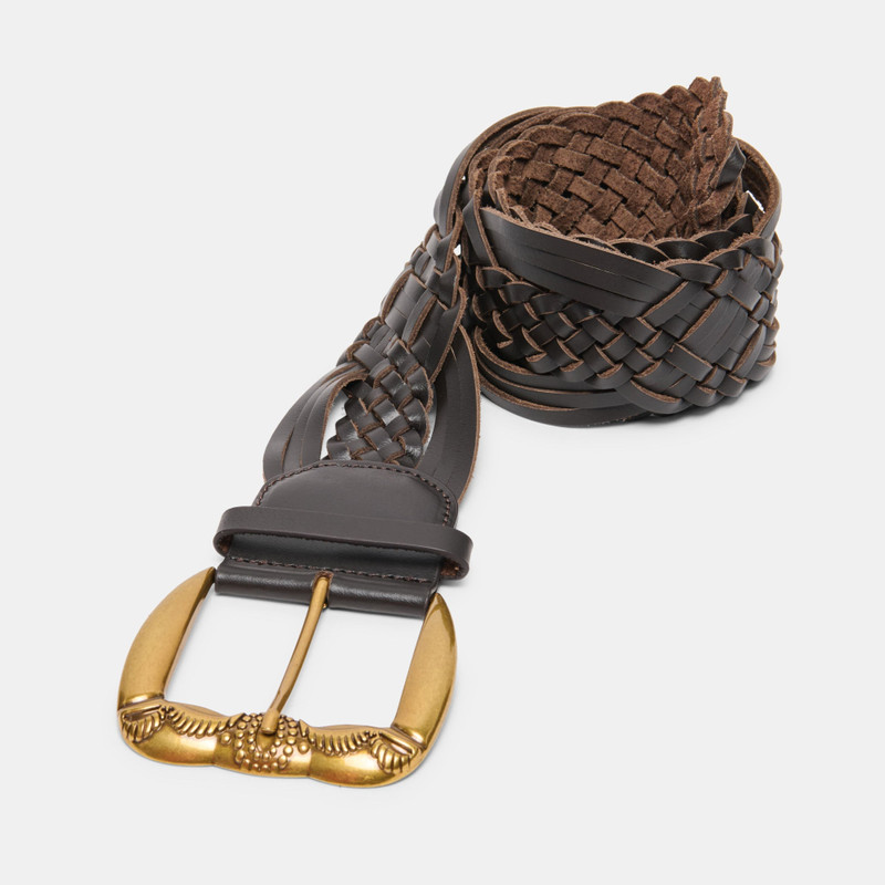 WOVEN WESTERN BUCKLE BELT ESPRESSO GOLD 4