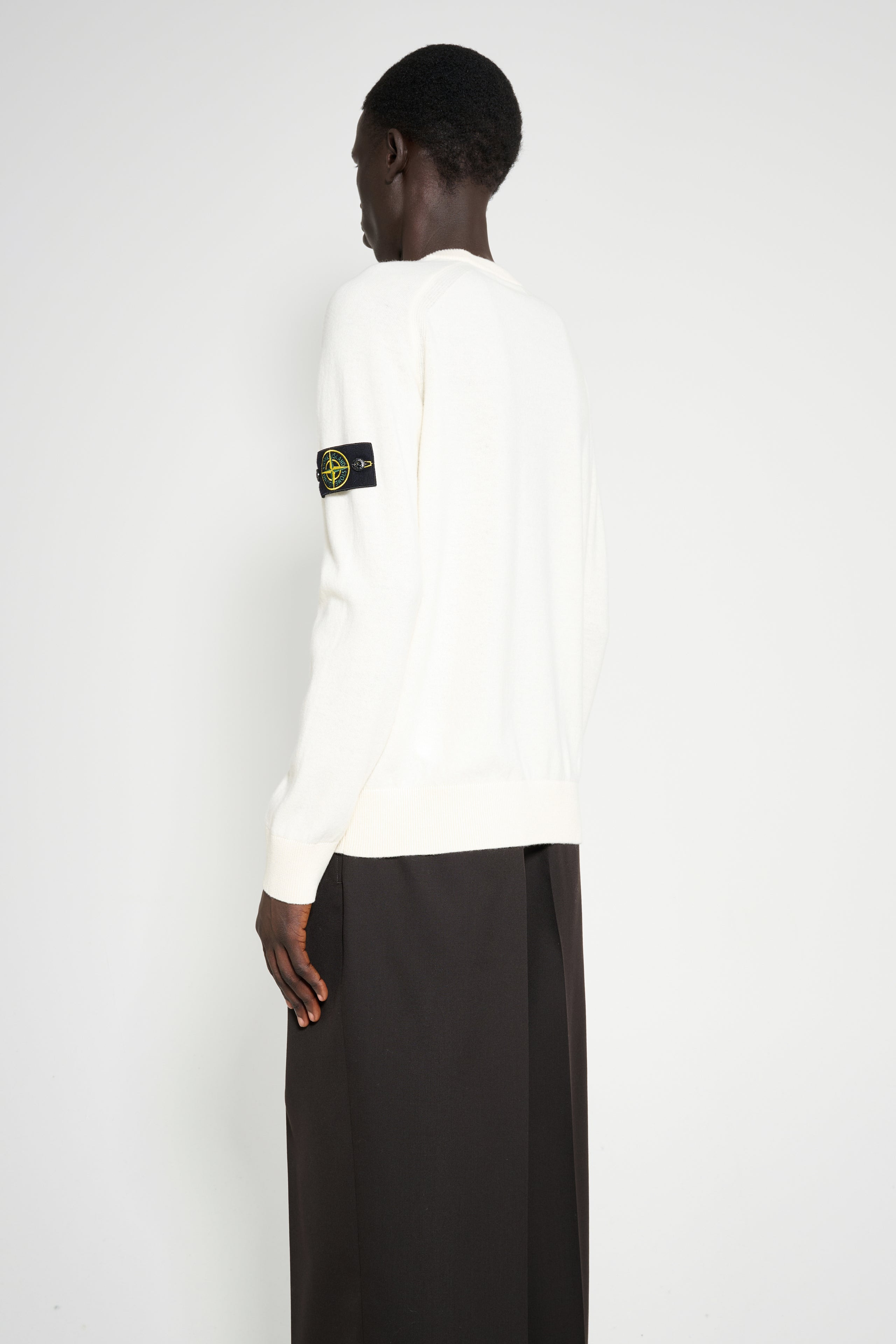STONE ISLAND CREW NECK SWEATSHIRT IVORY - 4