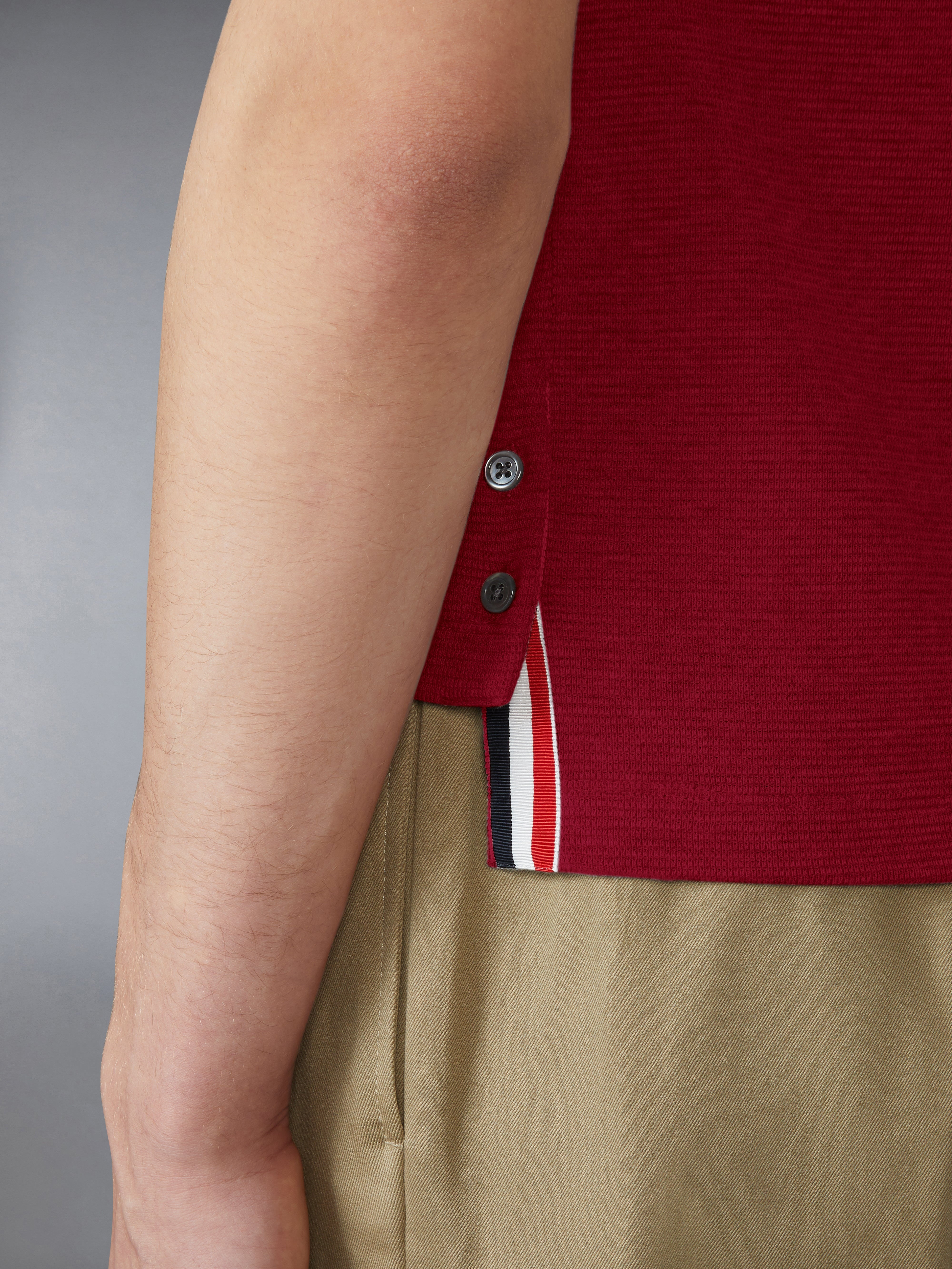 COTTON WAFFLE RIB CUFF TEE - 5