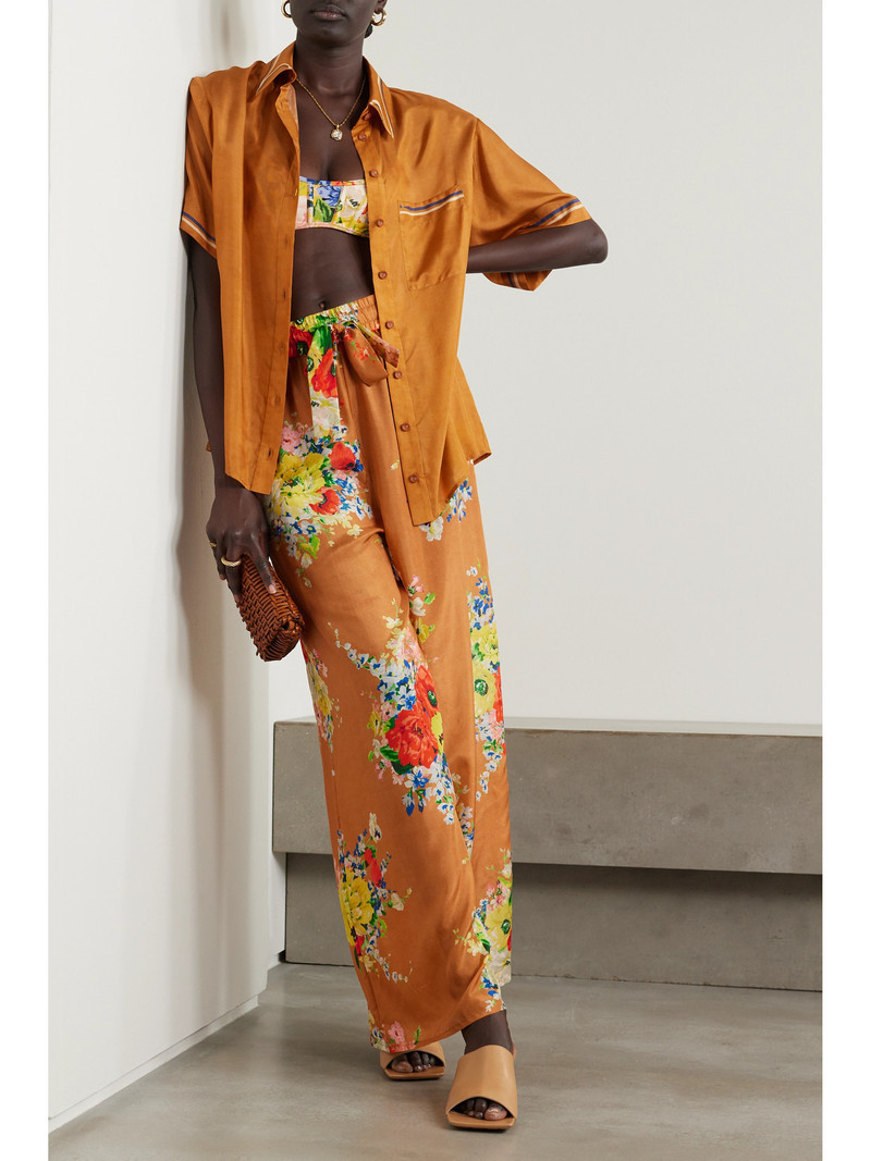 Zimmermann + Net Sustain Alight Printed Organic Silk-satin Shirt outlook