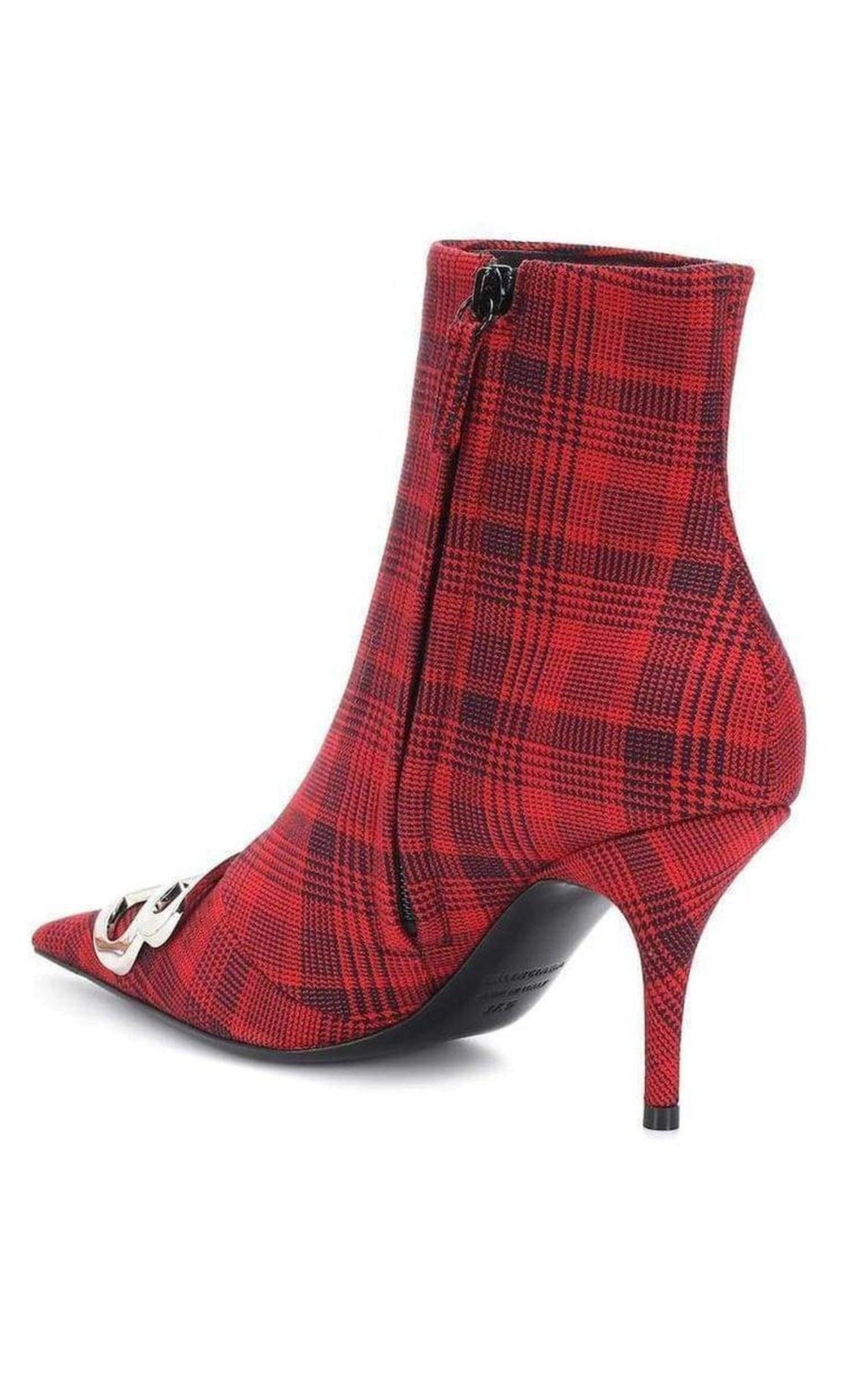 Logo Plaid Canvas Ankle Boots - 3