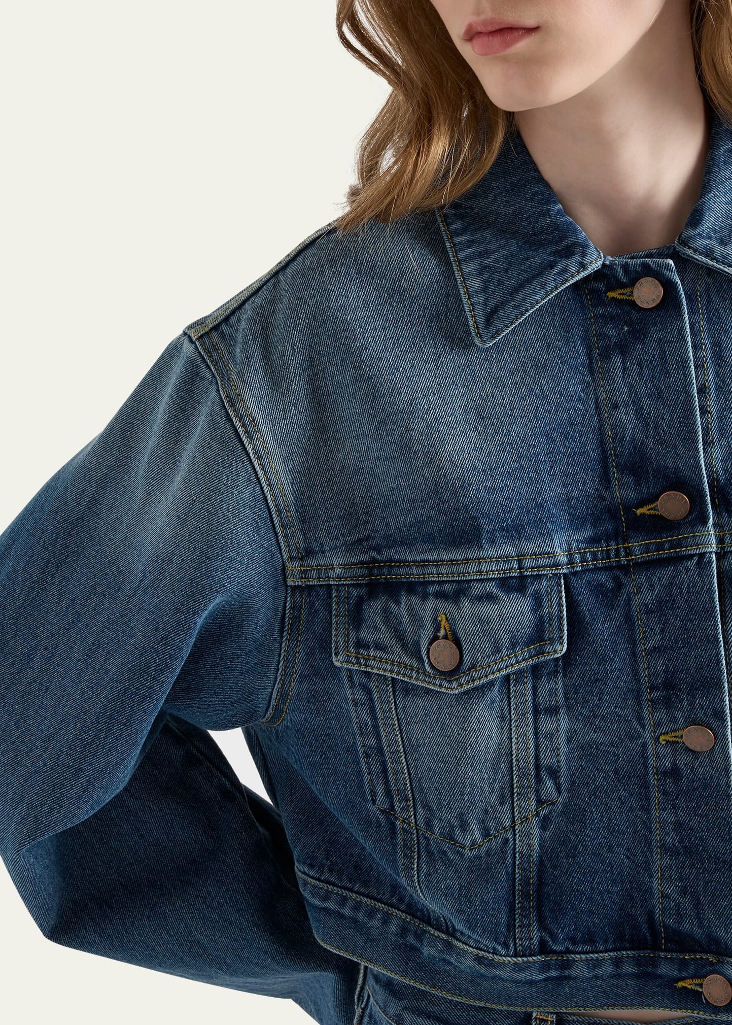 Boxy Denim Blouson Jacket - 5
