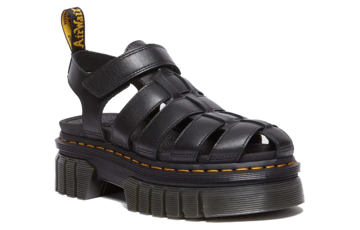 (WMNS) Dr. Martens Ricki Cage Leather Sandals 'Black' 31549001 - 2