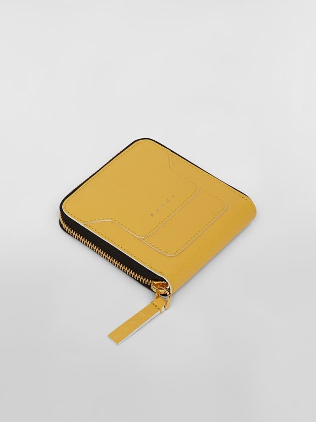 SQUARE ZIP-AROUND WALLET IN MONO-COLOURED SAFFIANO CALF LEATHER - 4