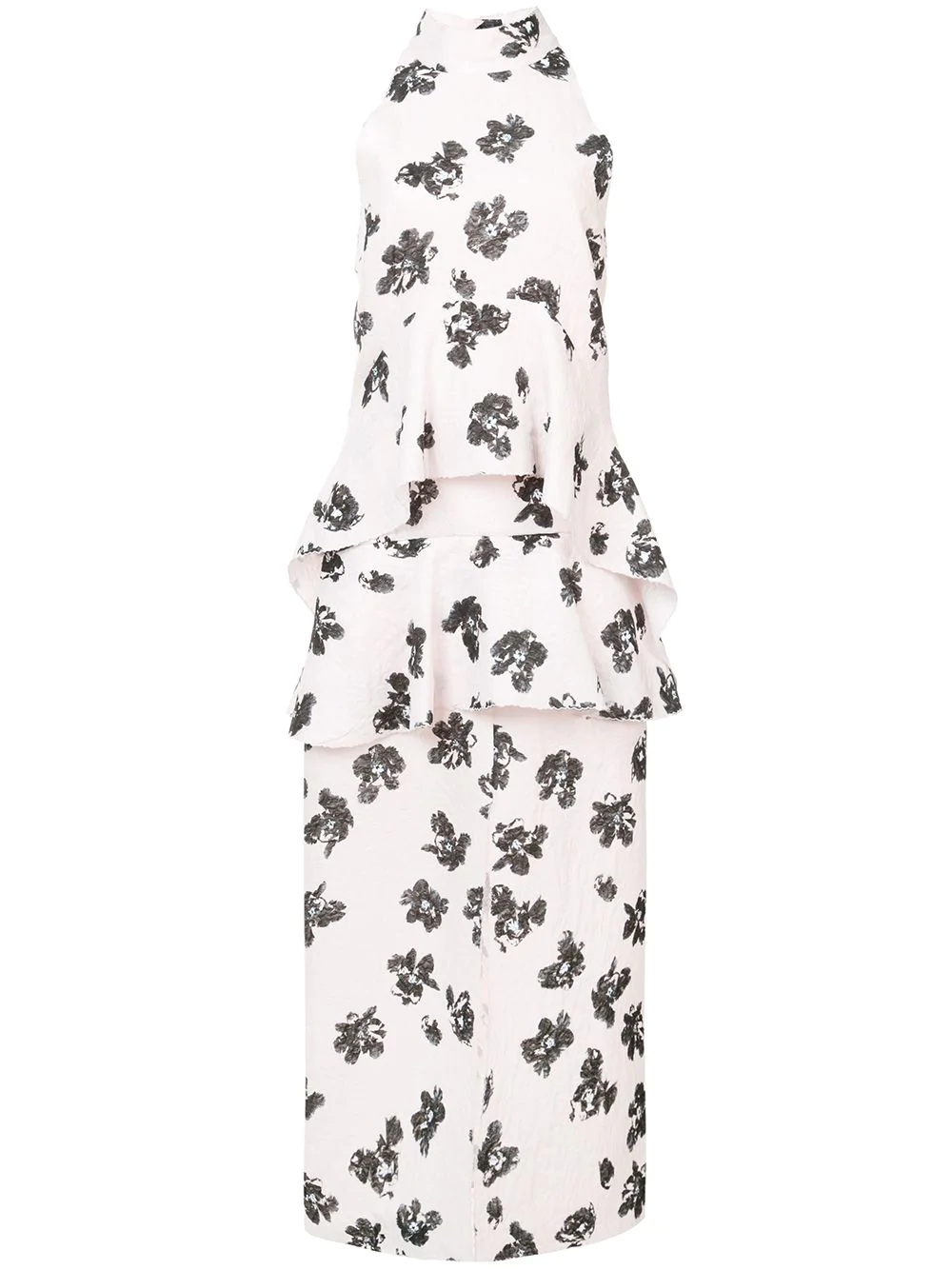 floral print draped dress - 1