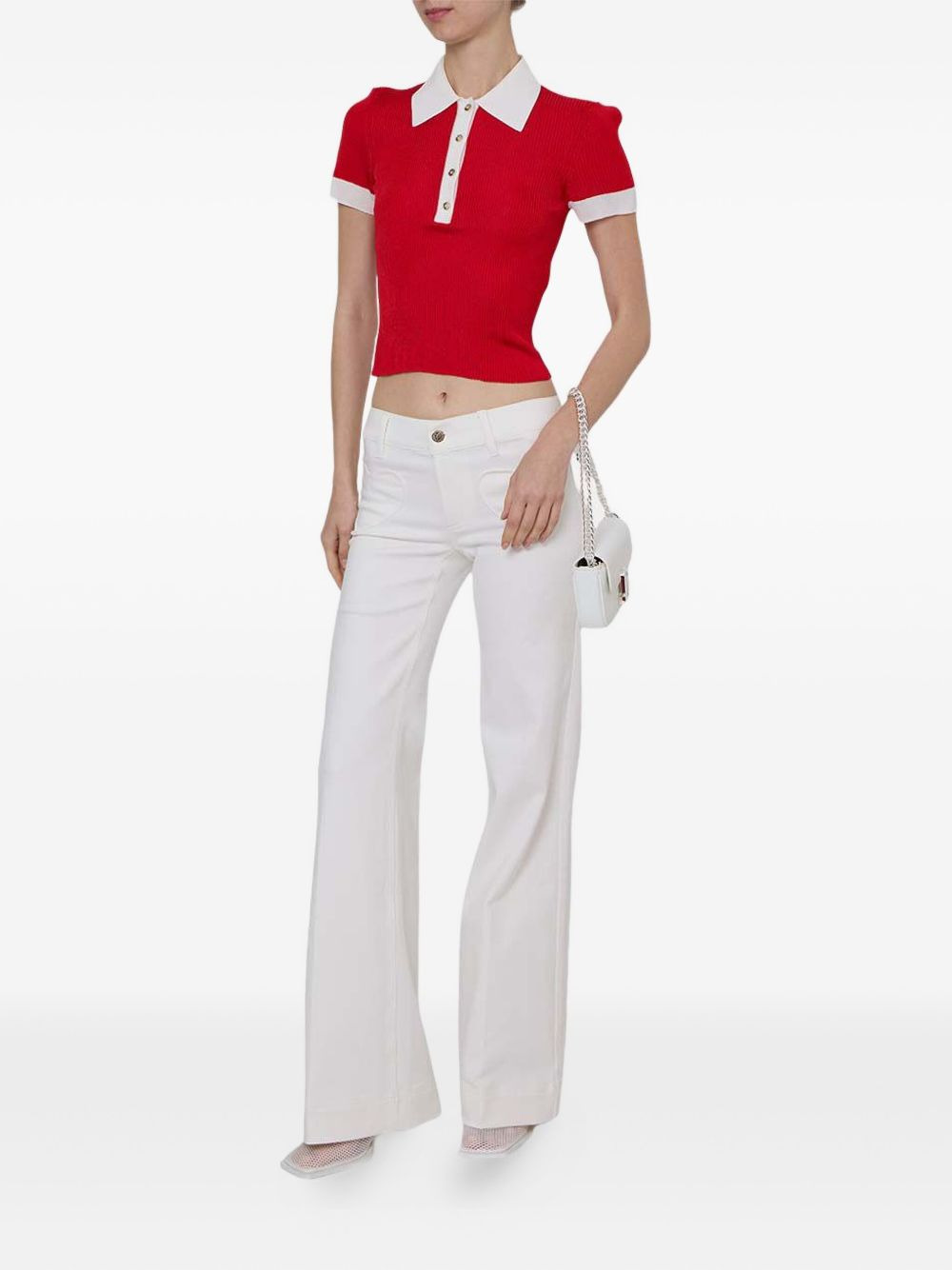 Martha ribbed-knit polo top - 2