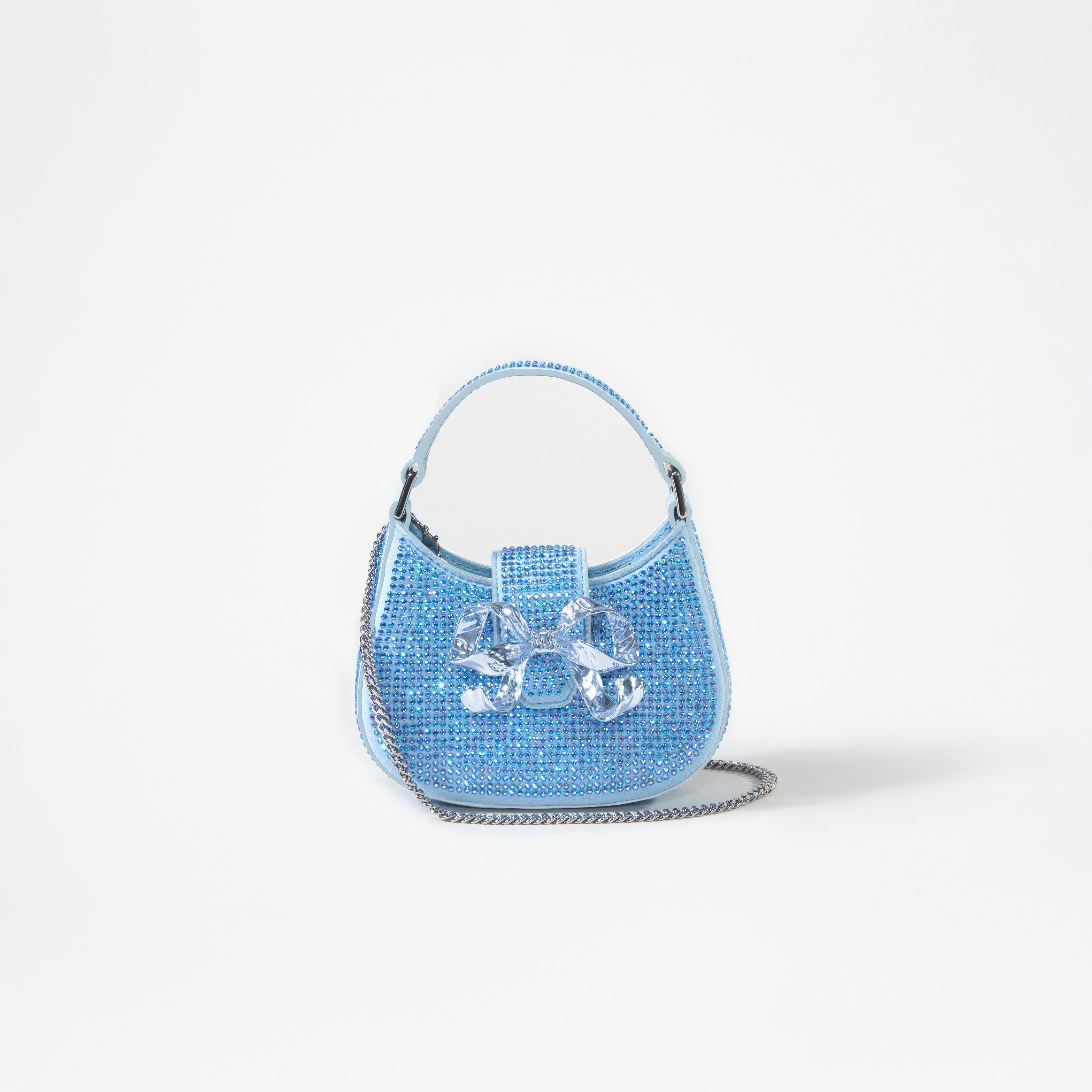 Blue Rhinestone Crescent Bow Micro Bag - 4