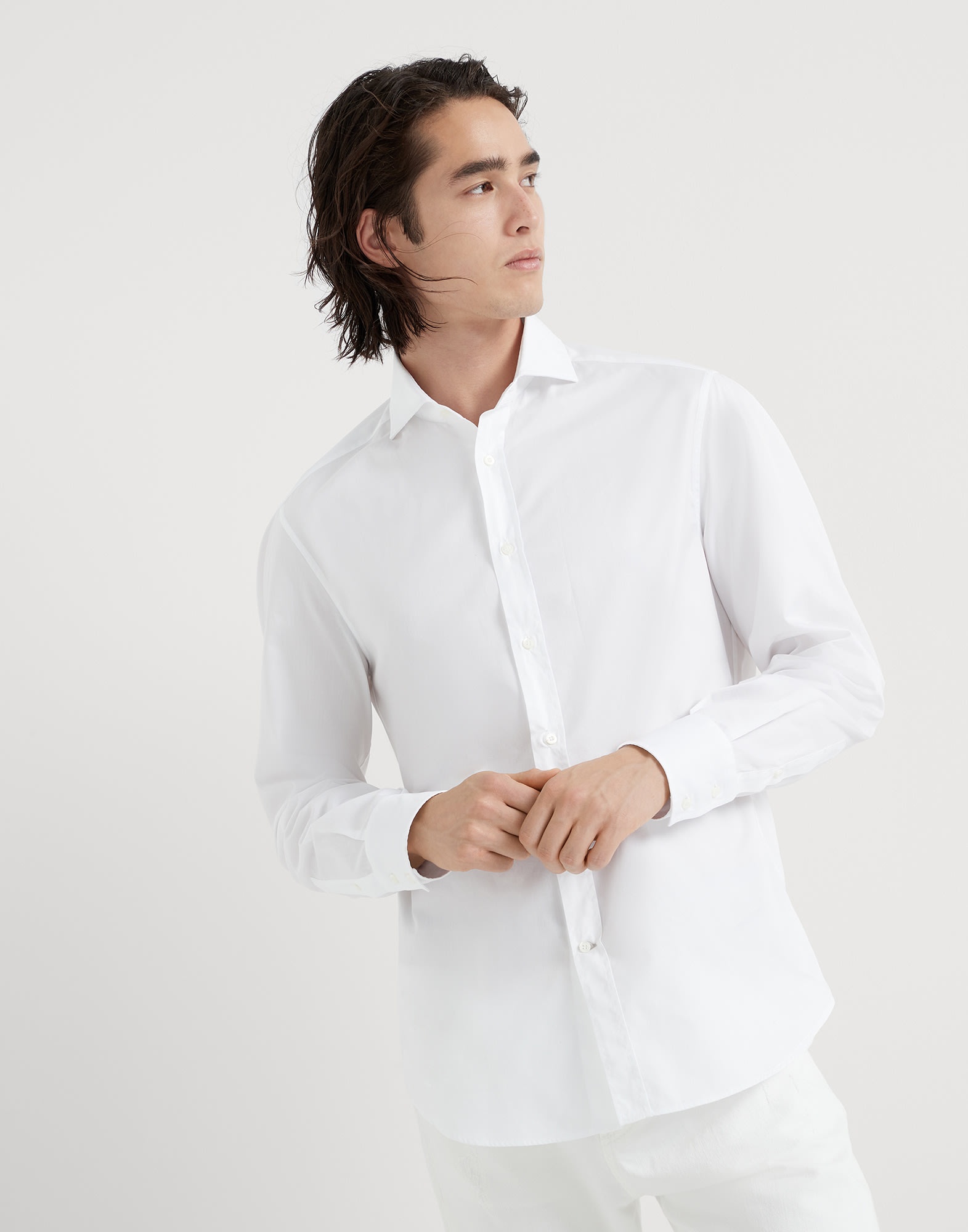 Twill basic fit shirt with spread collar - 1