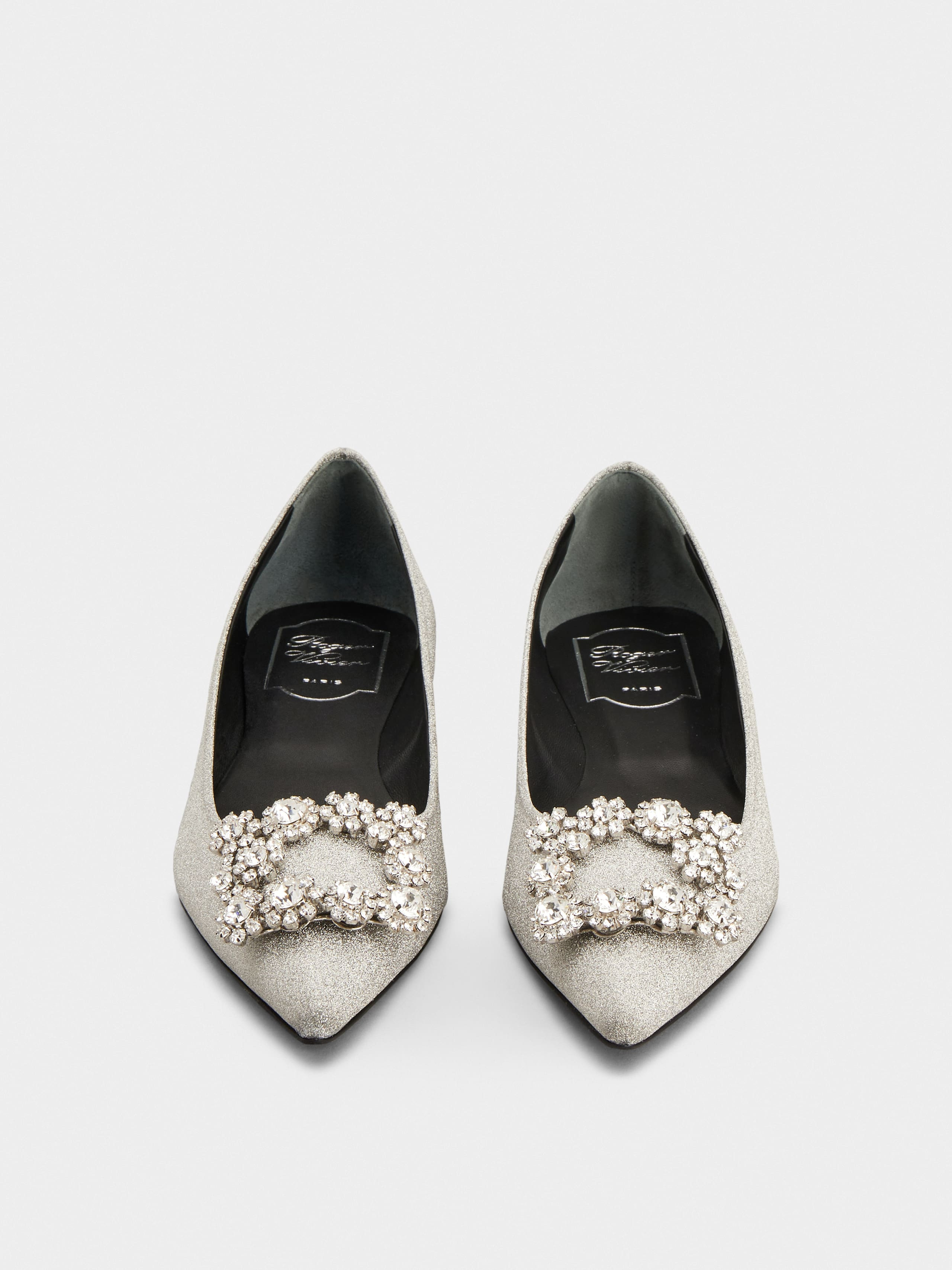 Flower Strass Buckle Ballerinas in Fabric - 7