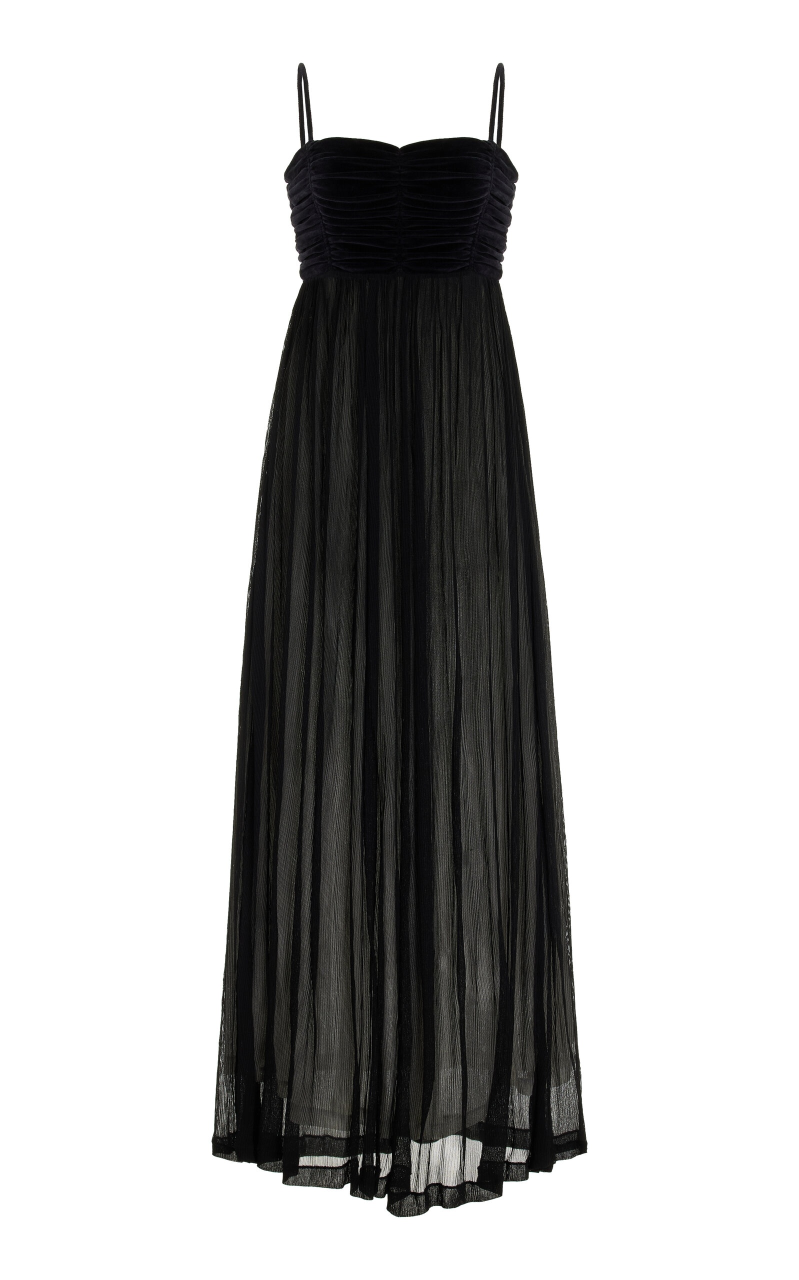 Ruched Organic Cotton-Blend Maxi Dress black - 1