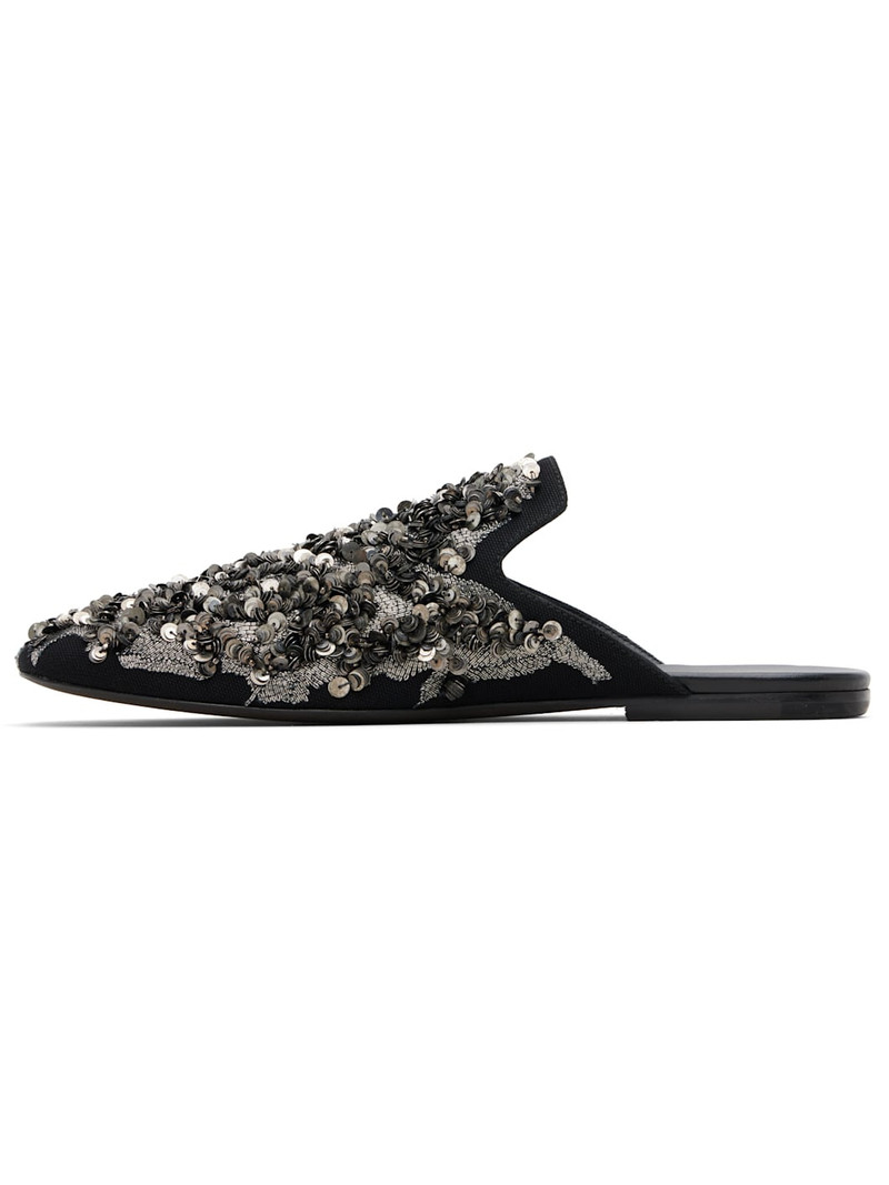 Dries Van Noten Black Embellished Slippers outlook