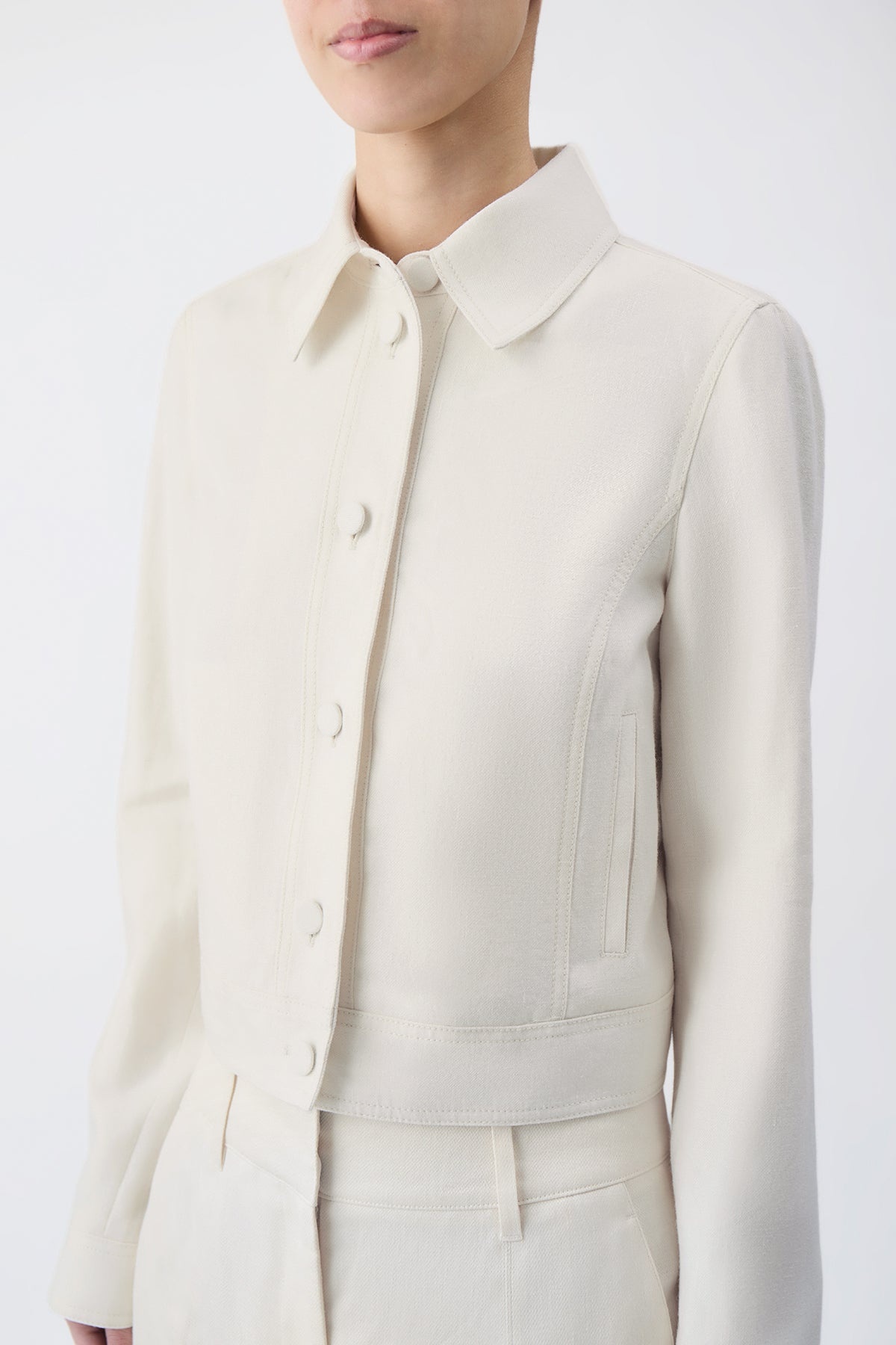 Thereza Jacket in Ivory Linen Virgin Wool - 4