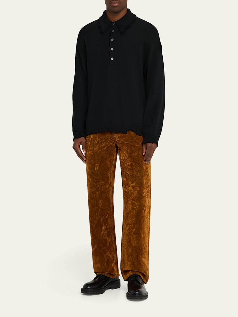 Dries Van Noten Men's Pine Straight-Fit Flocked Denim Jeans outlook
