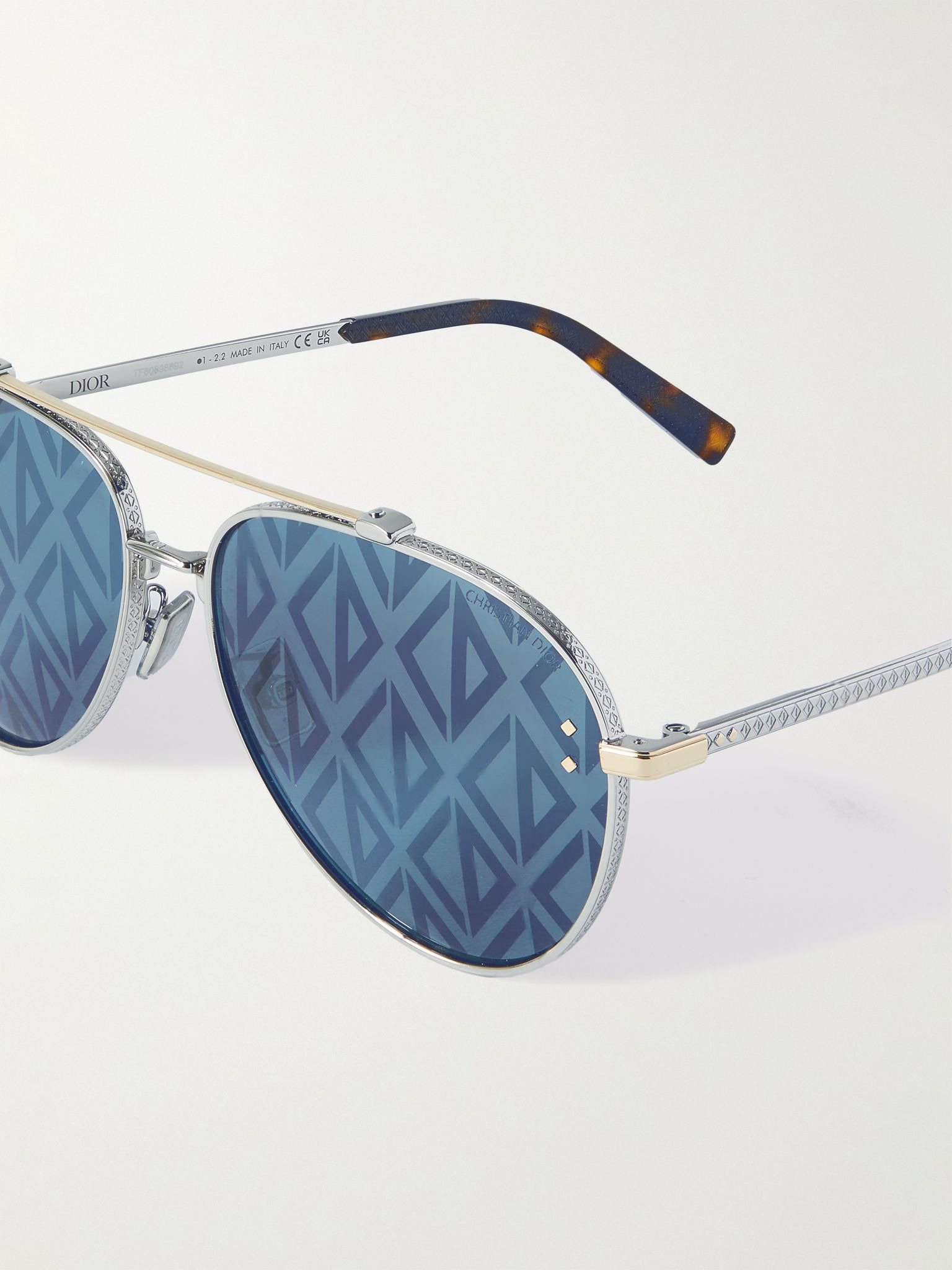 CD Diamond A1U Aviator-Style Silver-Tone Metal Sunglasses Silver - 3