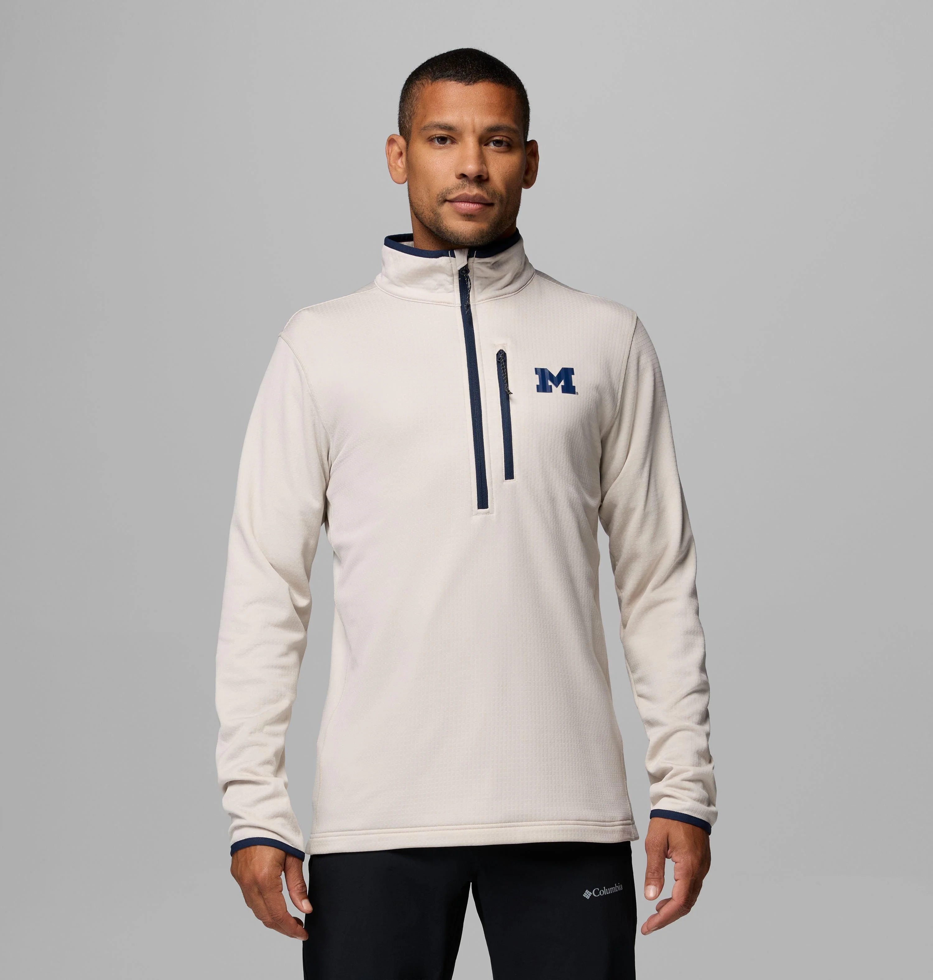 Men's Collegiate Essential Hike Grid Fleece Half Zip - Michigan - 1