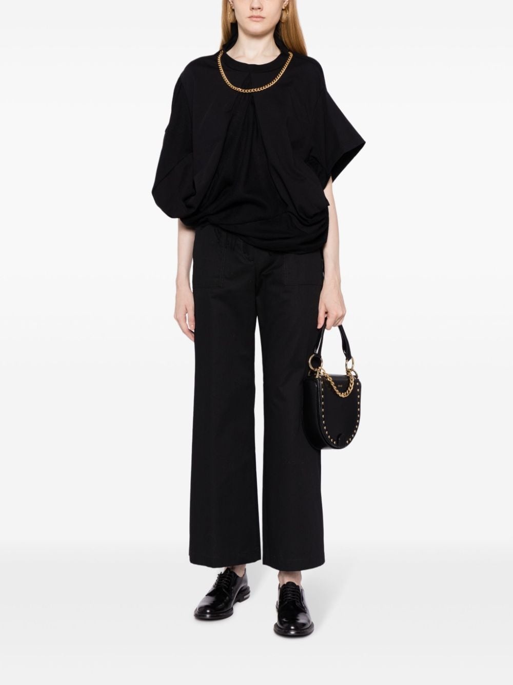 chained asymmetric cotton top - 3