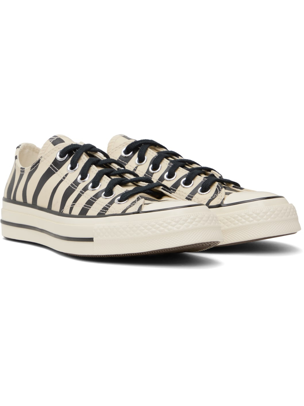 Black & Off-White Chuck 70 Glow-In-The-Dark Zebra Low Top Sneakers - 4