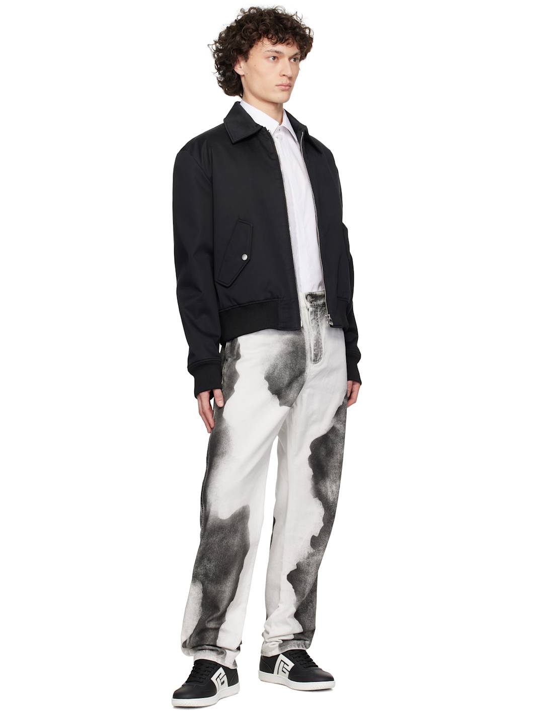 White Regular-Fit Moon Print Jeans - 4