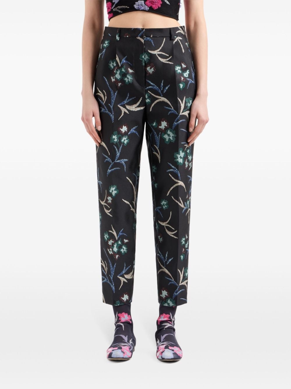 floral-print straight trousers - 2