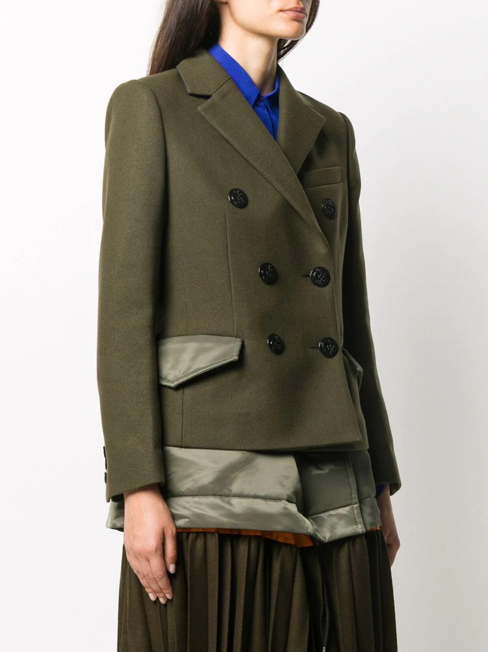 pleated-hem coat - 3