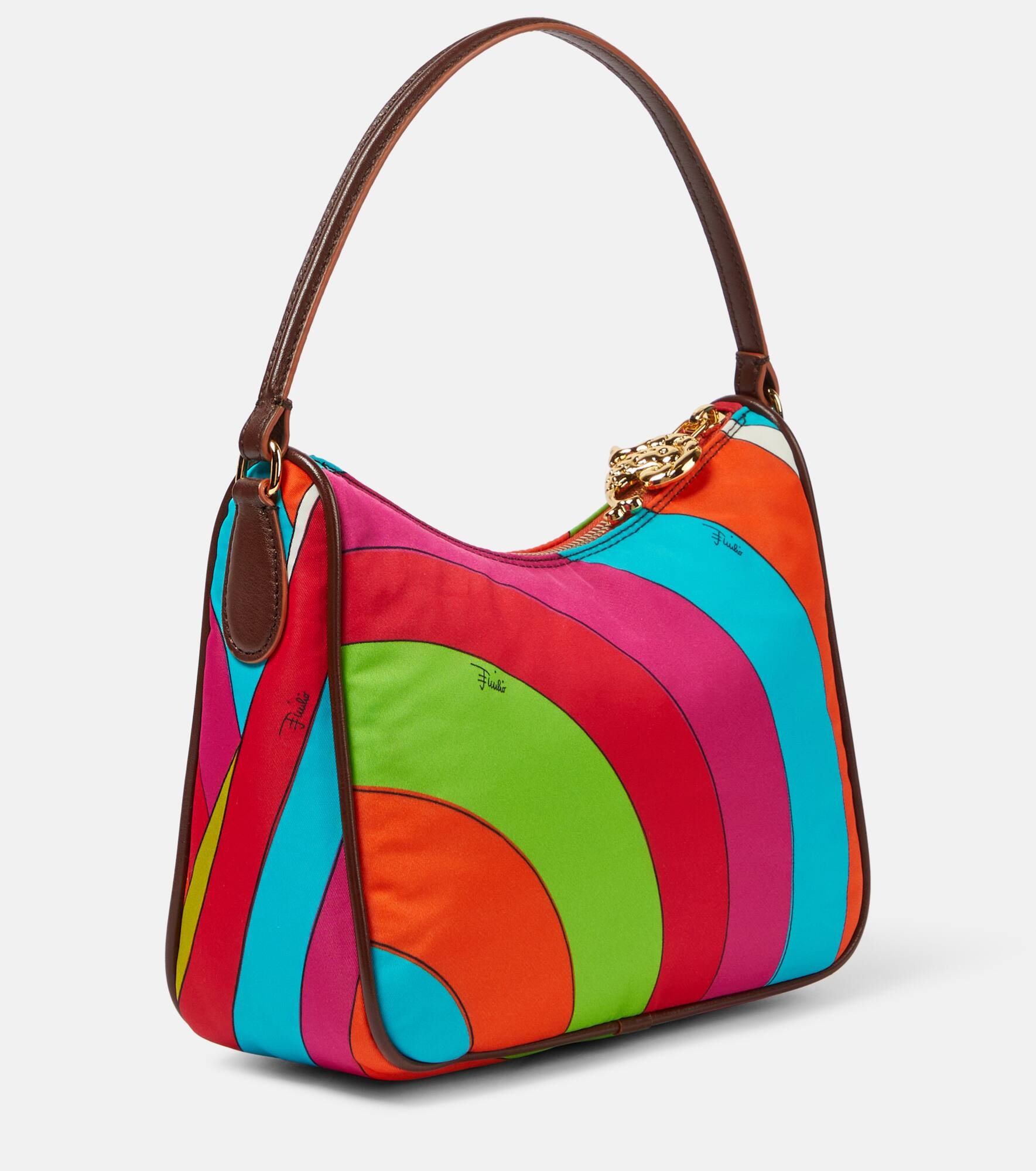 Small printed leather-trimmed shoulder bag - 4