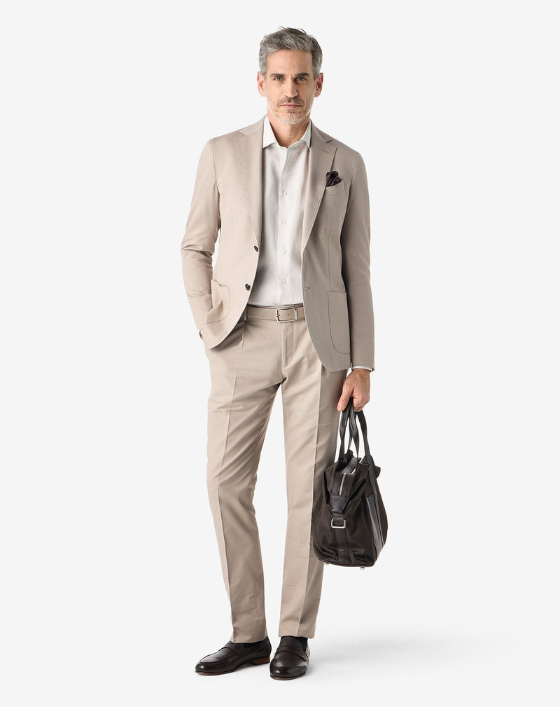 CORNELIANI Beige cotton, cashmere and silk suit outlook