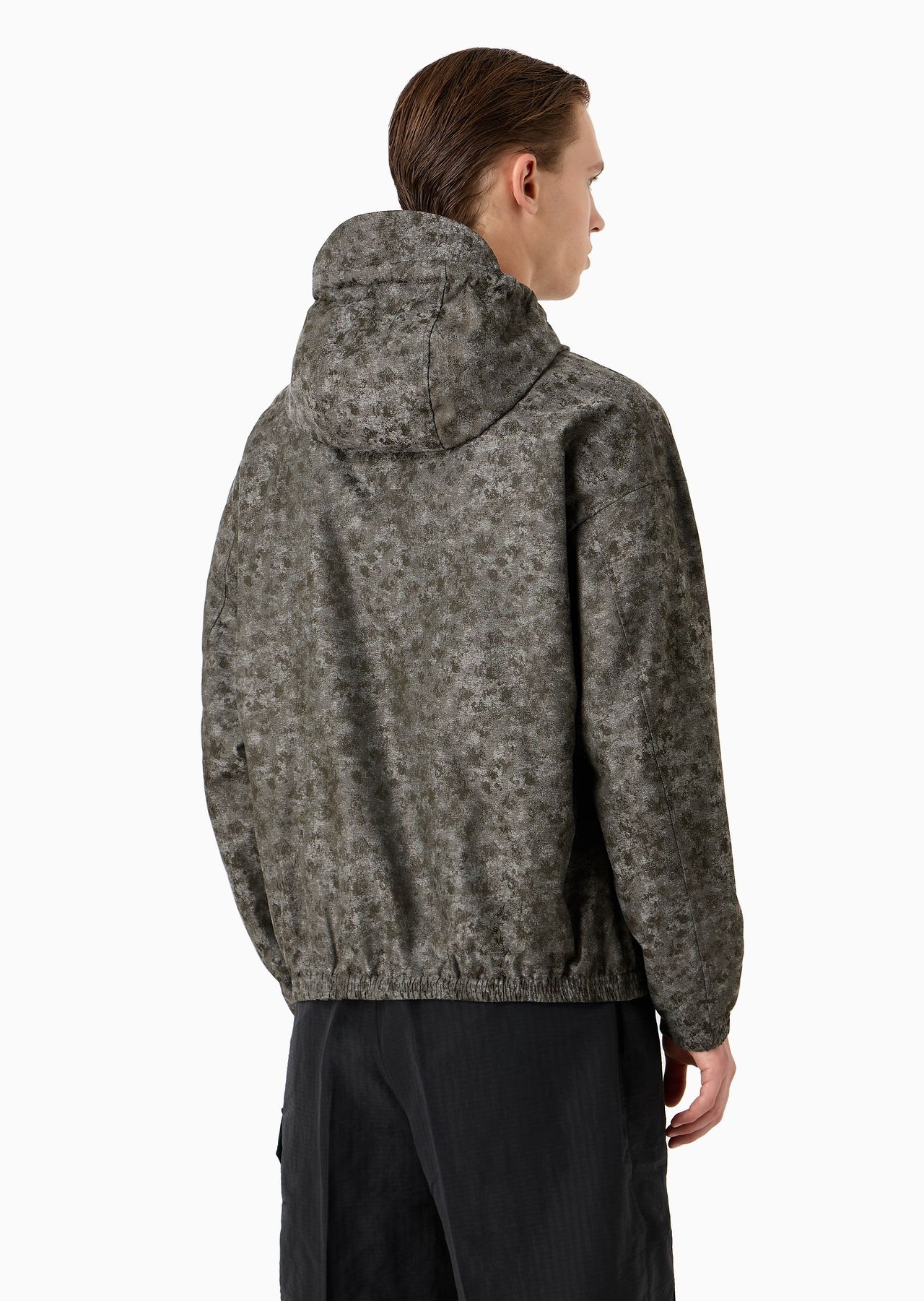 Water-repellent hooded blouson in nylon jacquard with a camouflage pattern - 3