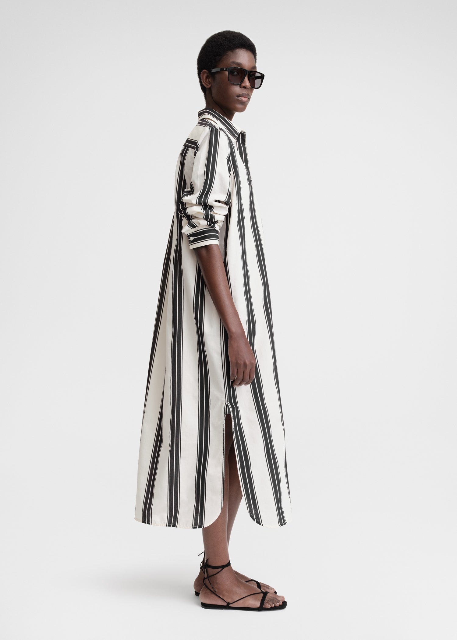 Jacquard-striped tunic dress black/white - 3