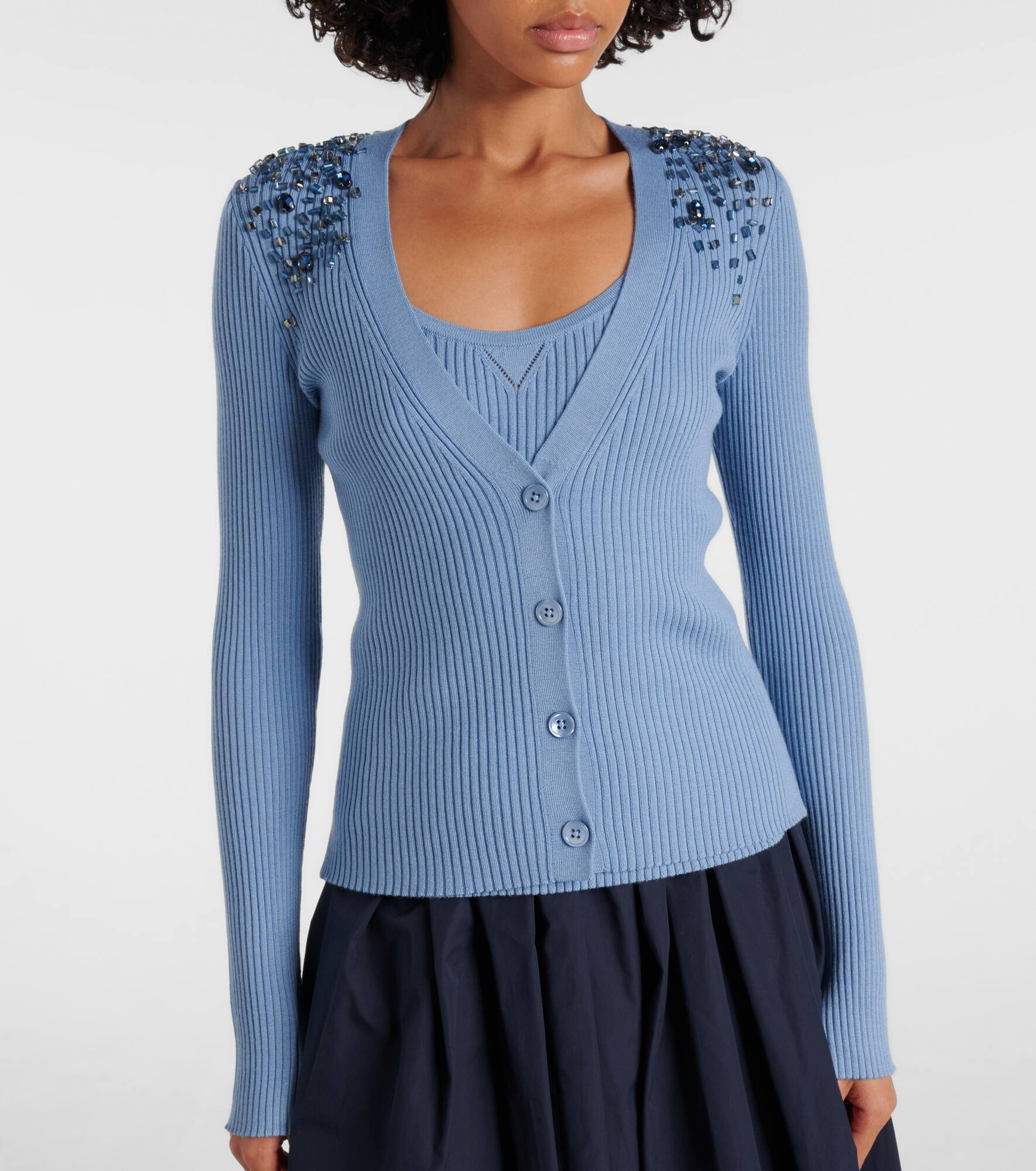 Embellished cardigan and tank top set - 6