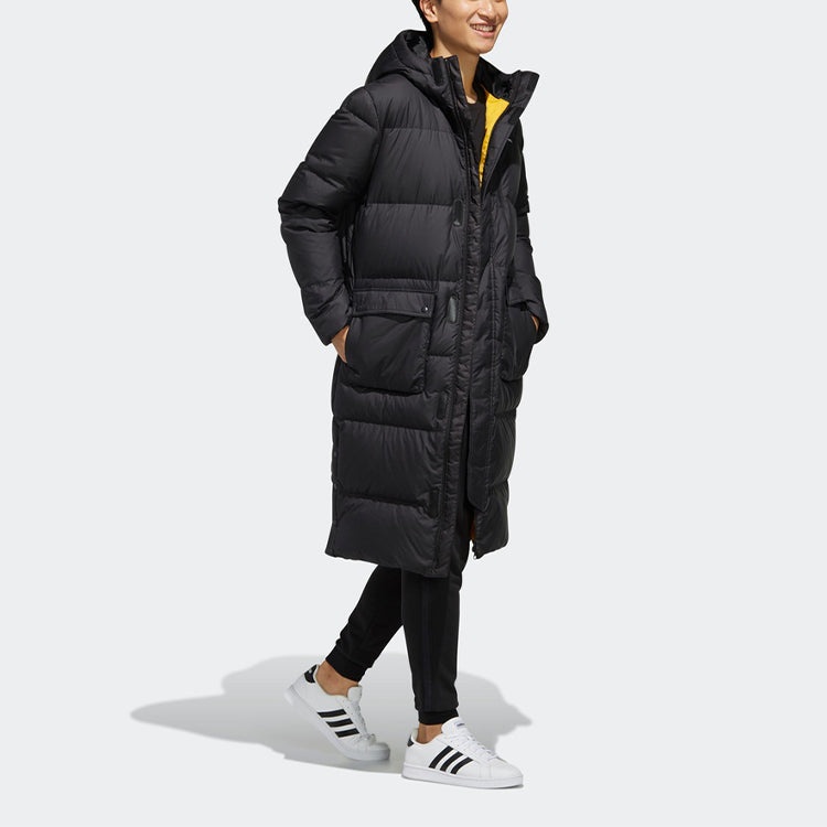 adidas neo High Collar Long Down Jacket Black EI4436 - 6
