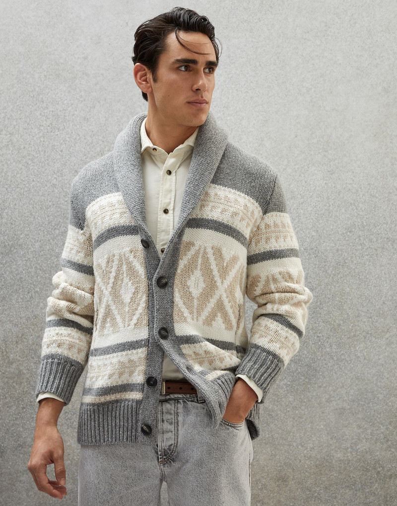 Nordic Jacquard cardigan in cashmere - 1