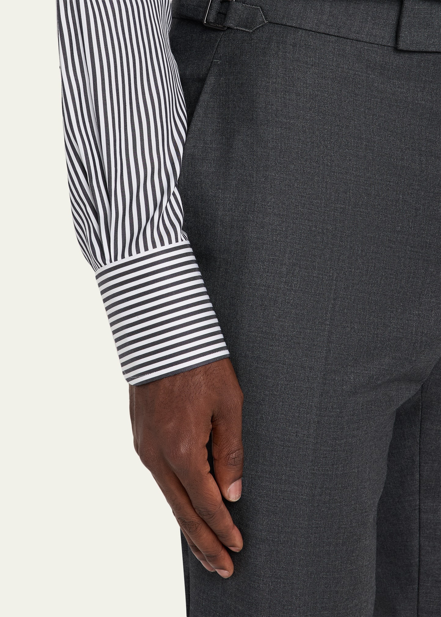 Men's Wool Sharkskin Flat-Front Pants - 5