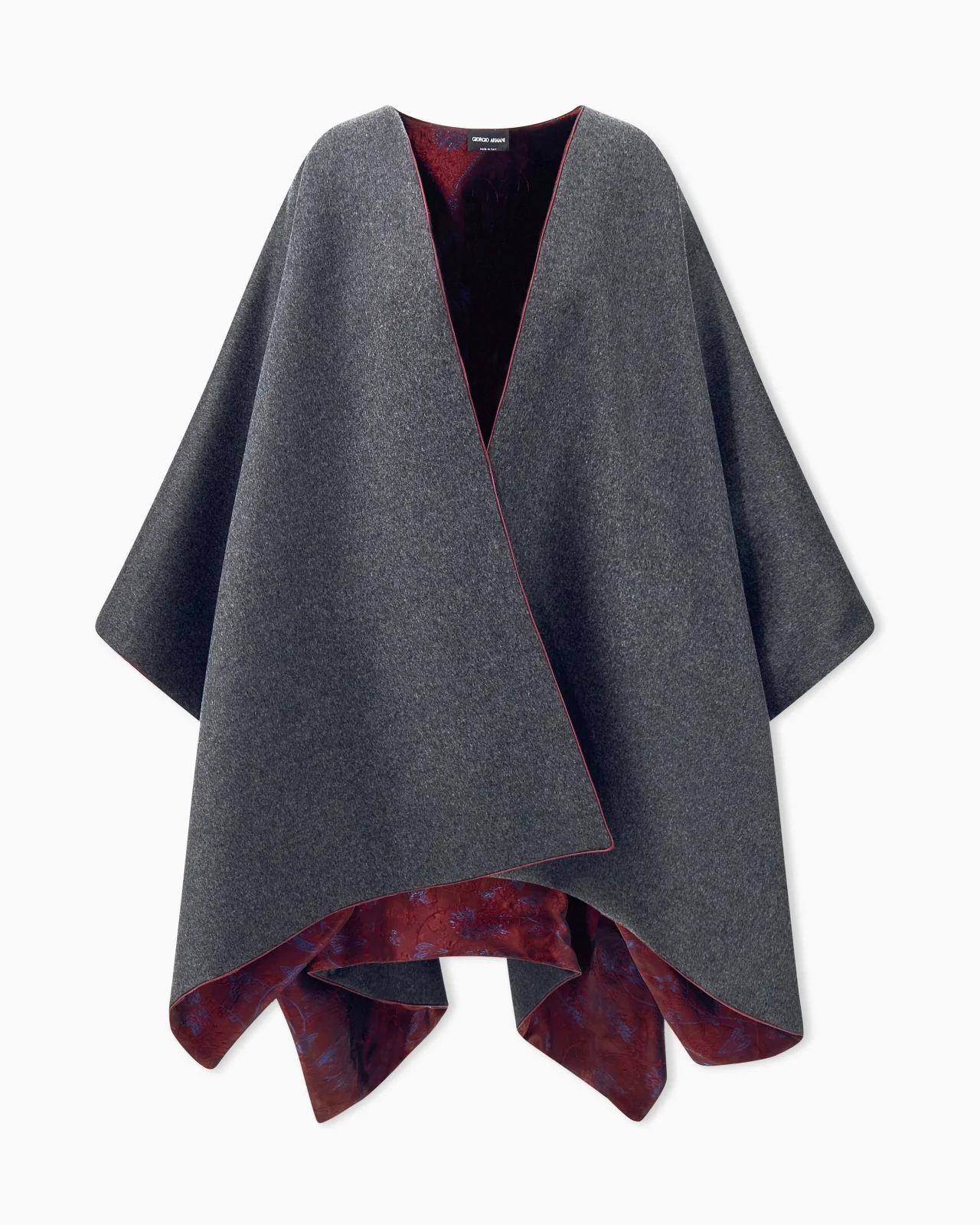 PONCHO IN DOUBLE COMPACT VIRGIN WOOL WITH VISCOSE AND SILK - 1