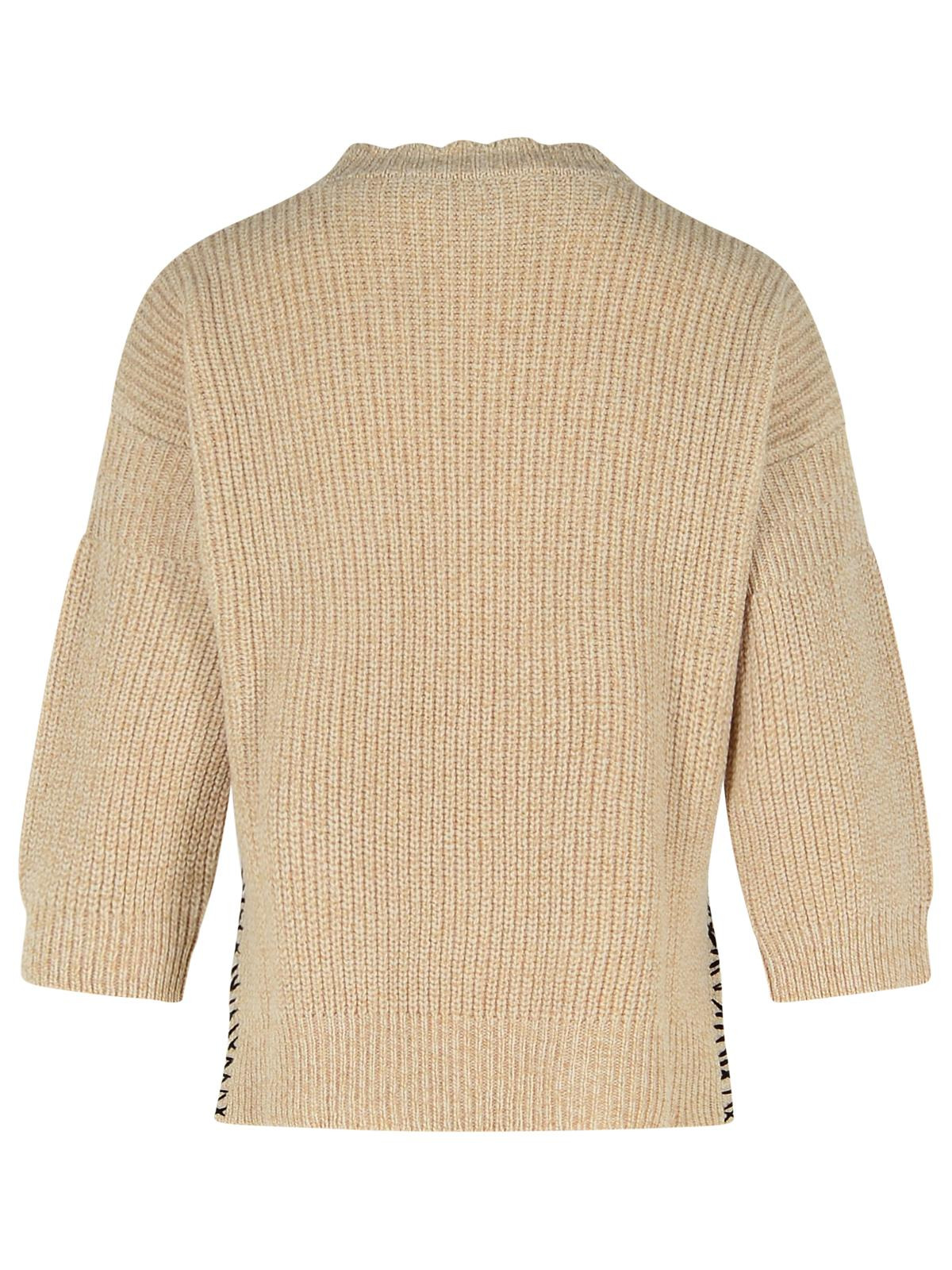 Marni Beige Mouliné Virgin Wool Sweater With 'Marni Mending' Embroidery Women - 3