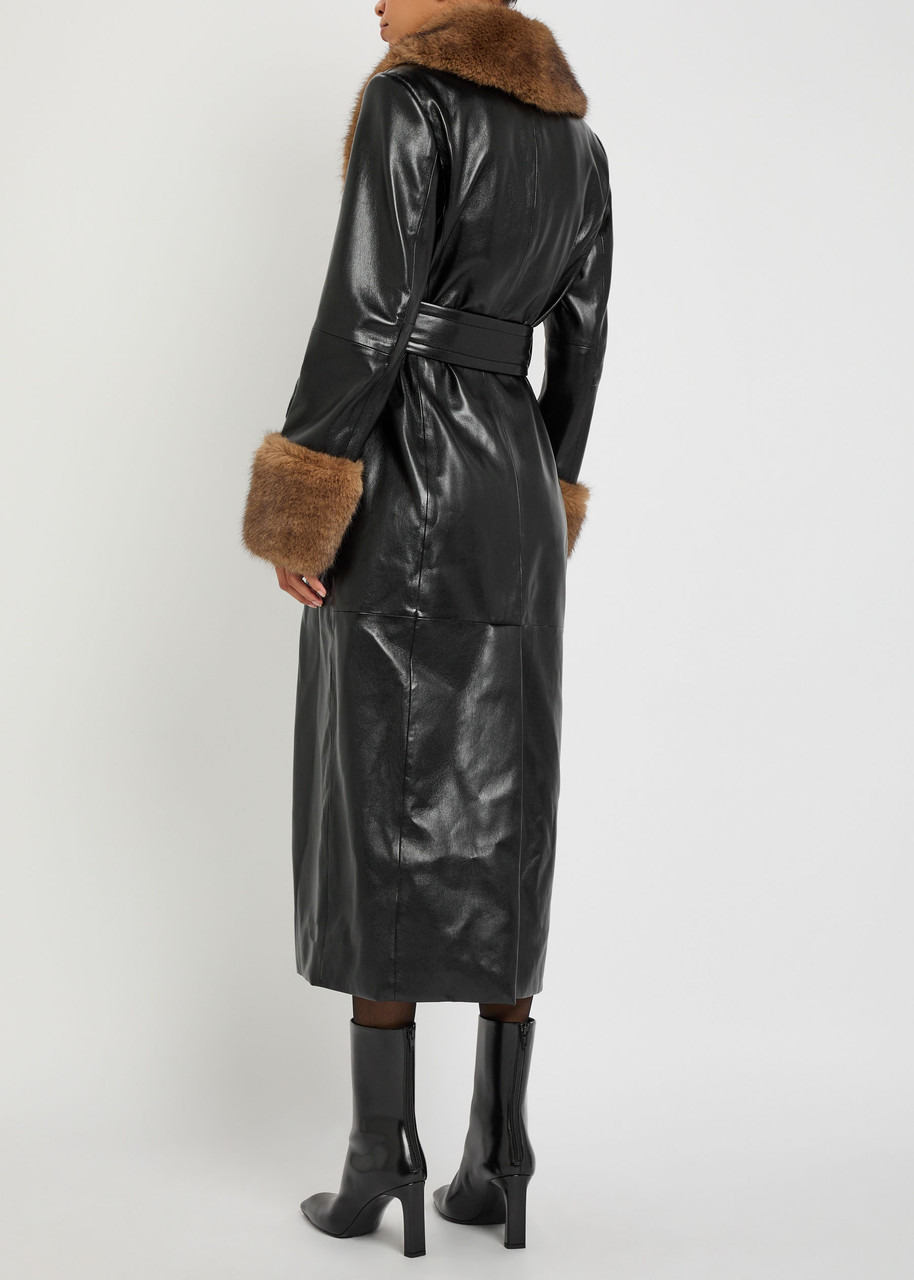 Stand Studio Estella Faux Fur-trimmed Faux Leather Coat - 3