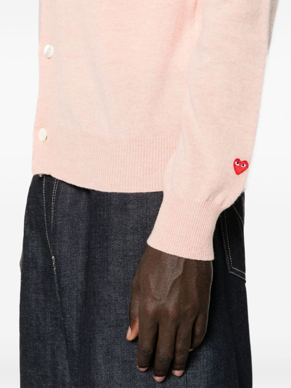 heart-patch wool cardigan - 6