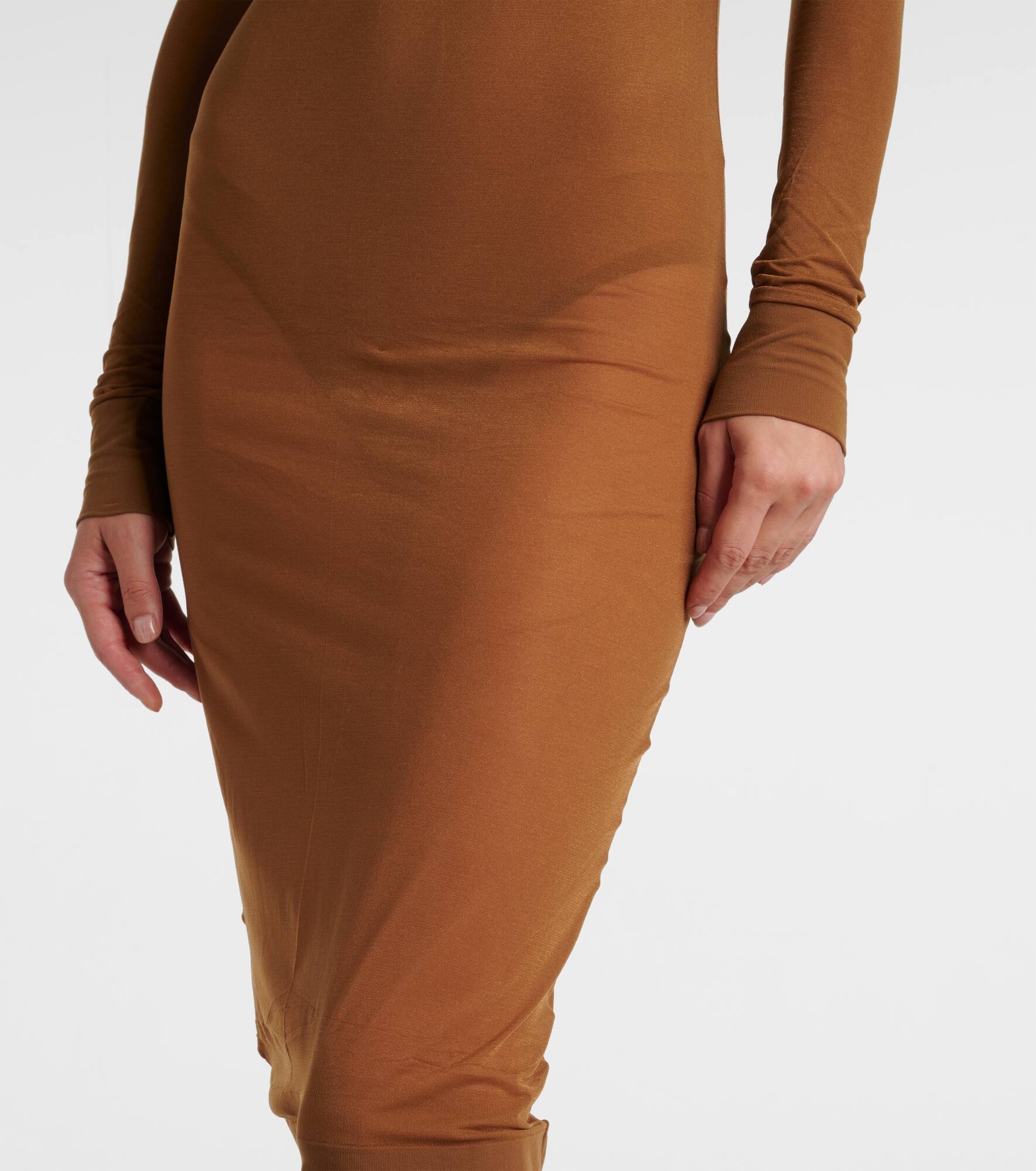 Sheer turtleneck jersey midi dress - 5