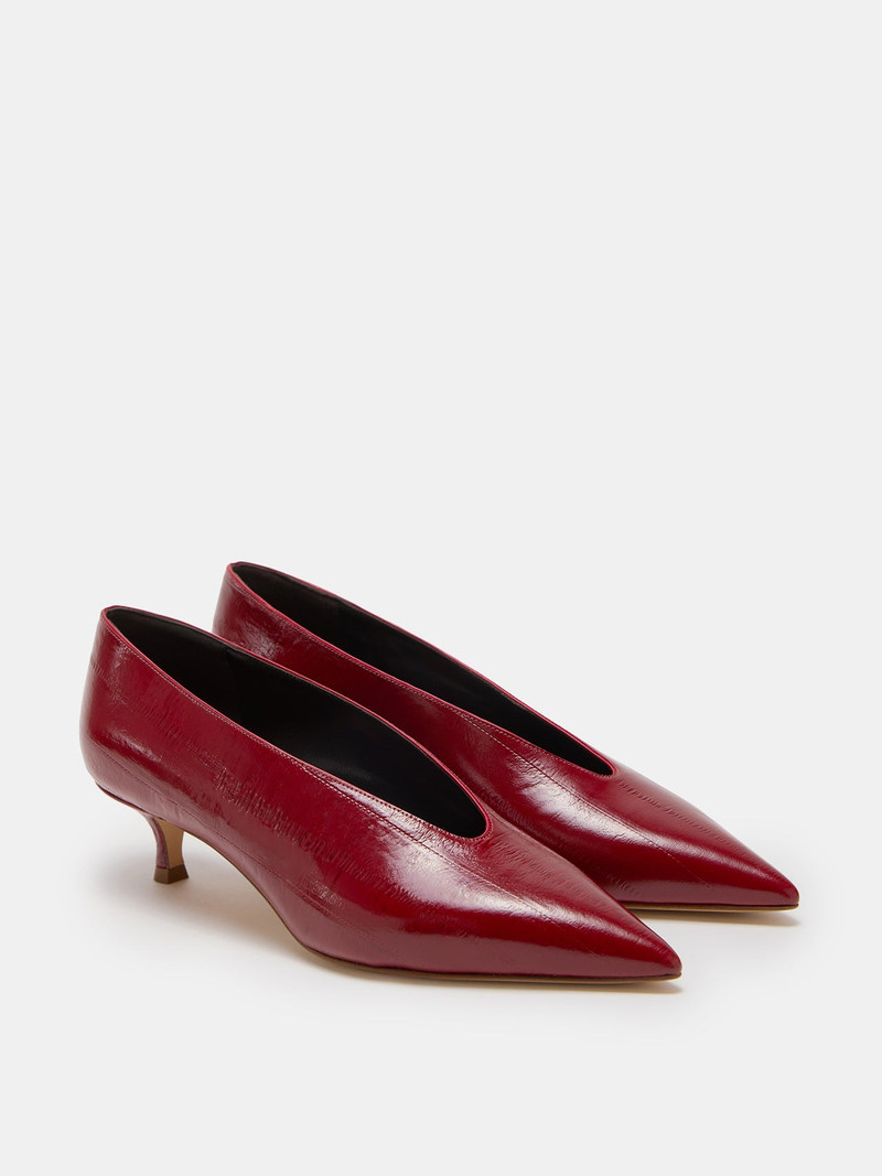 LE MONDE BÉRYL Babouche Kitten/ Oxblood Leather Eel Effect outlook