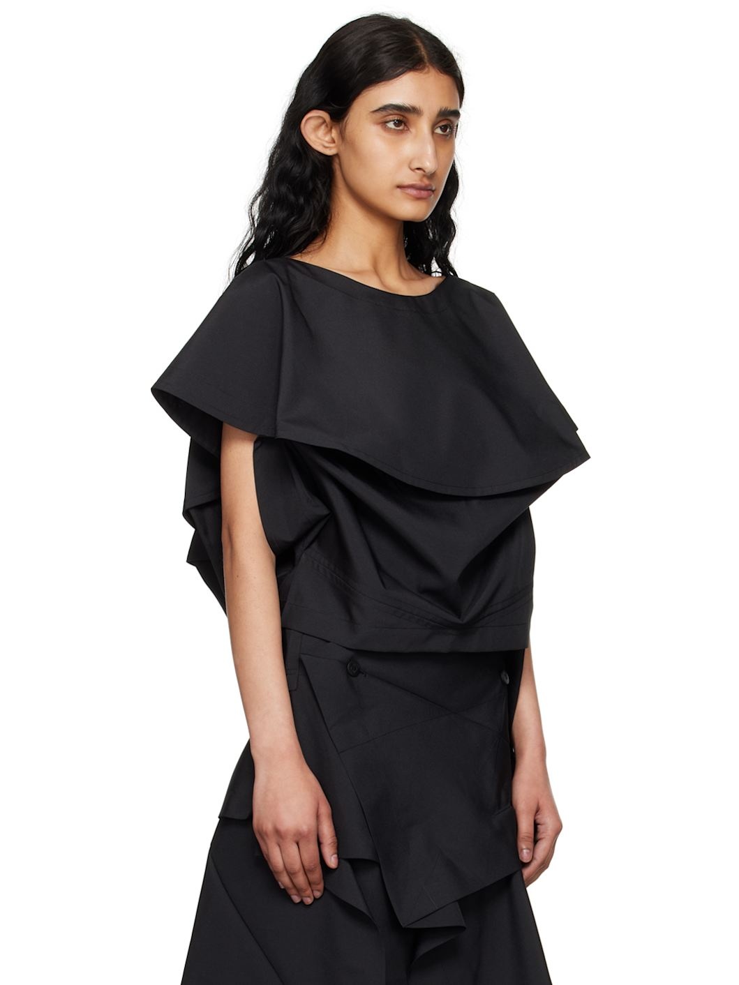 Black Bubble Solid Blouse - 2