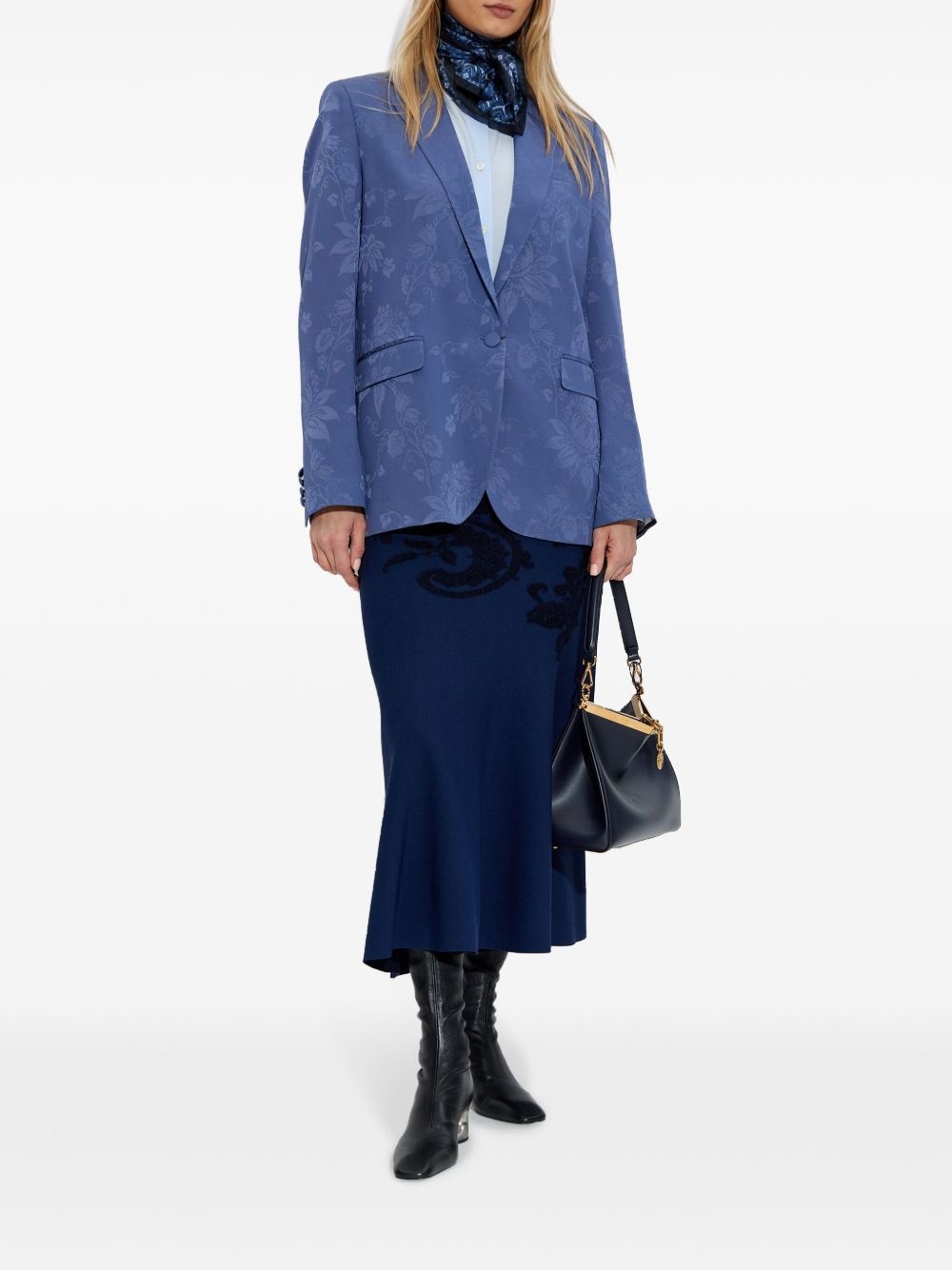 floral-jacquard blazer - 2