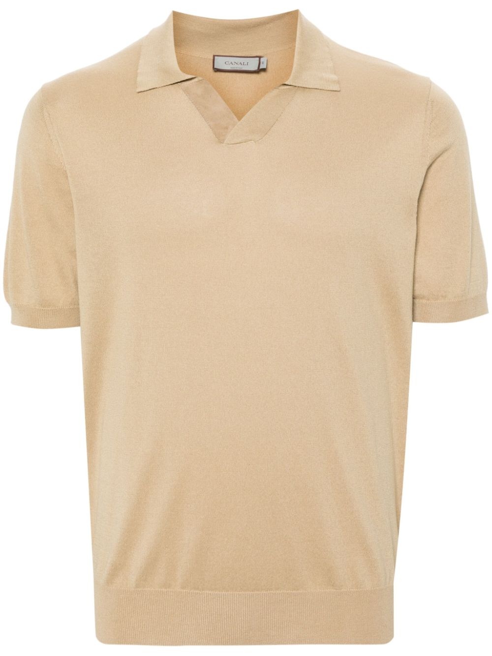split-neck fine-knit polo shirt - 1